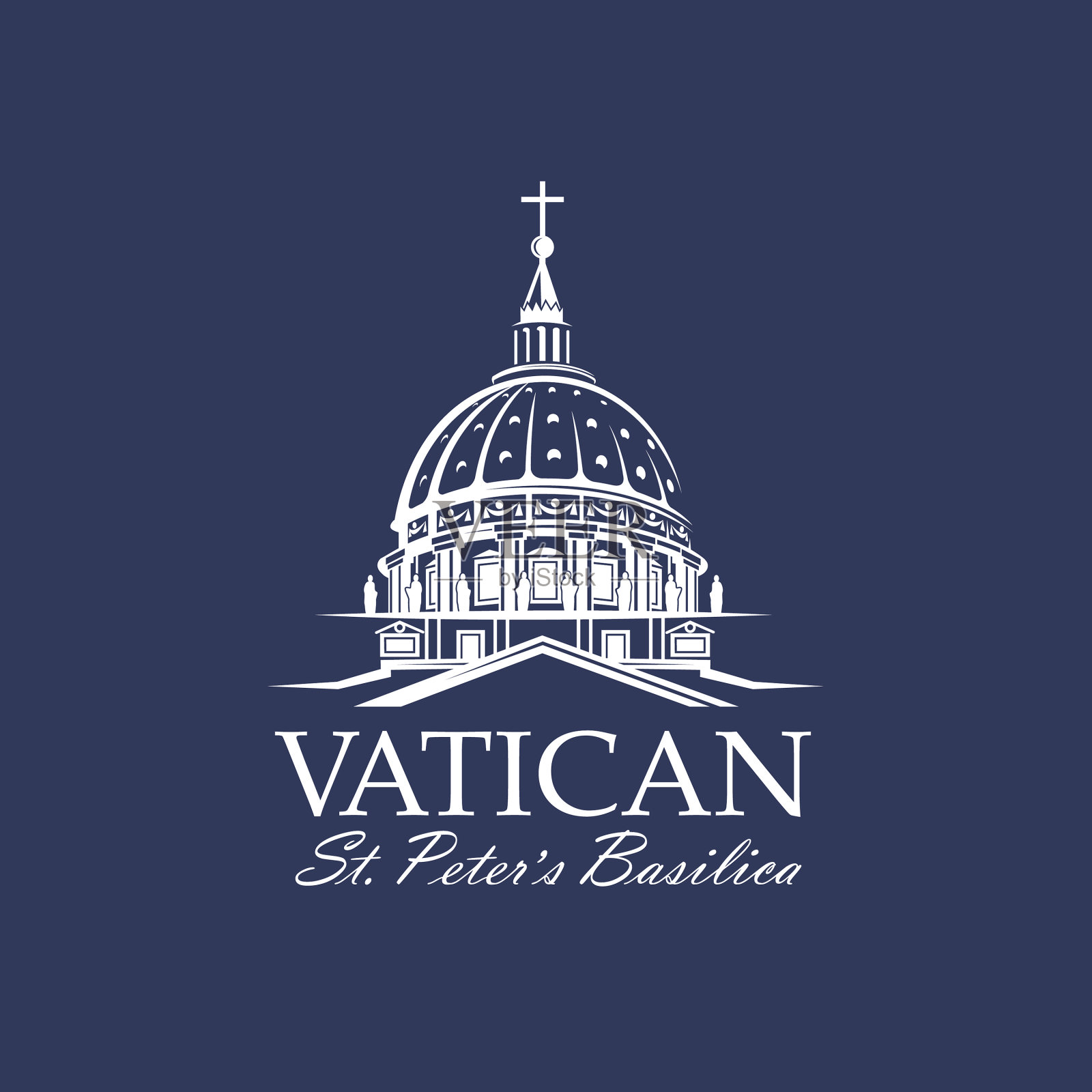 梵蒂冈的圣彼得大教堂插画图片素材