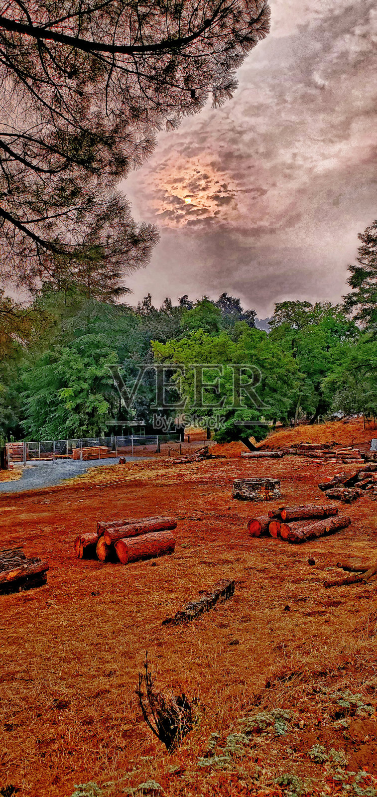 清晨的科洛马与烟雾照片摄影图片