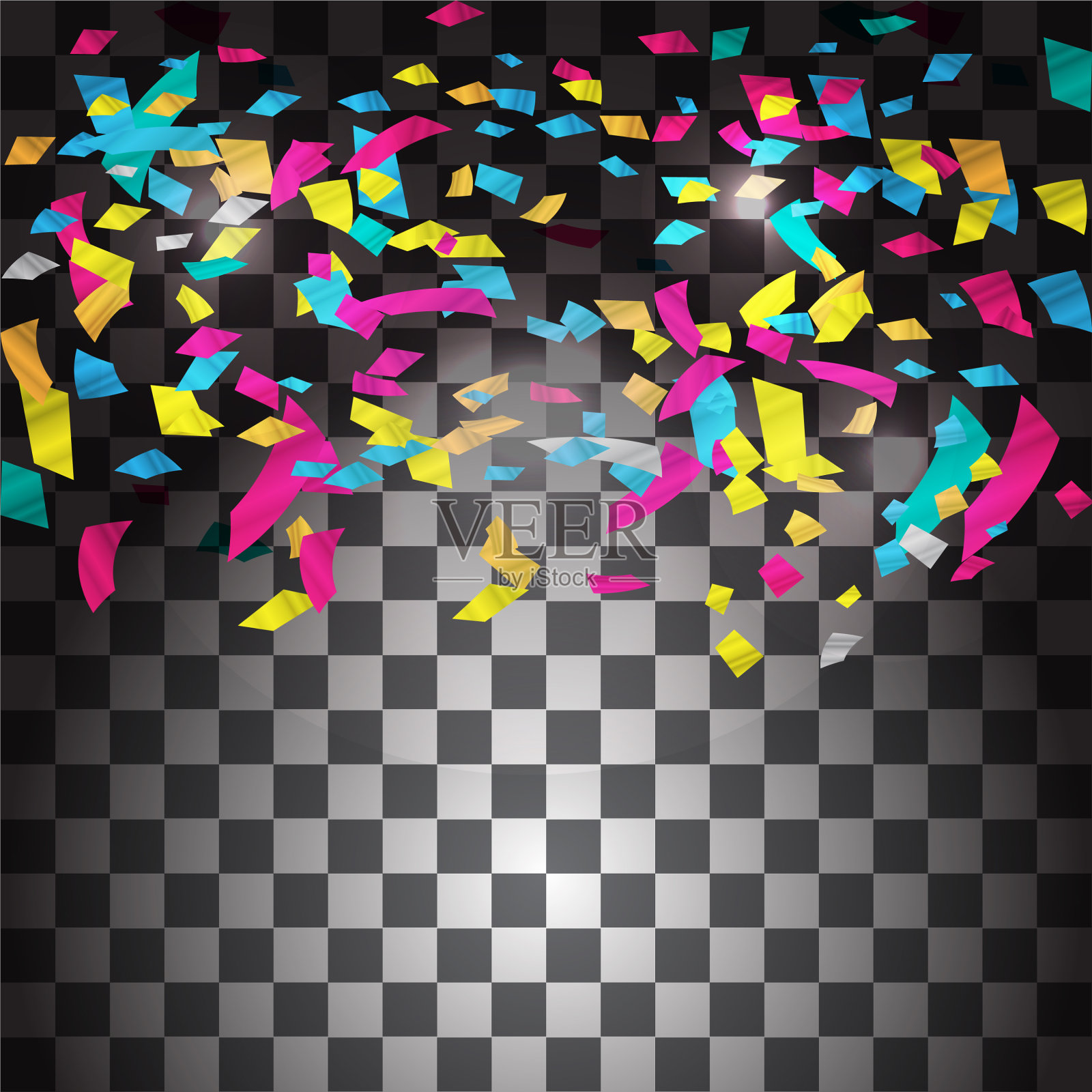 散落着闪亮的五彩纸屑插画图片素材