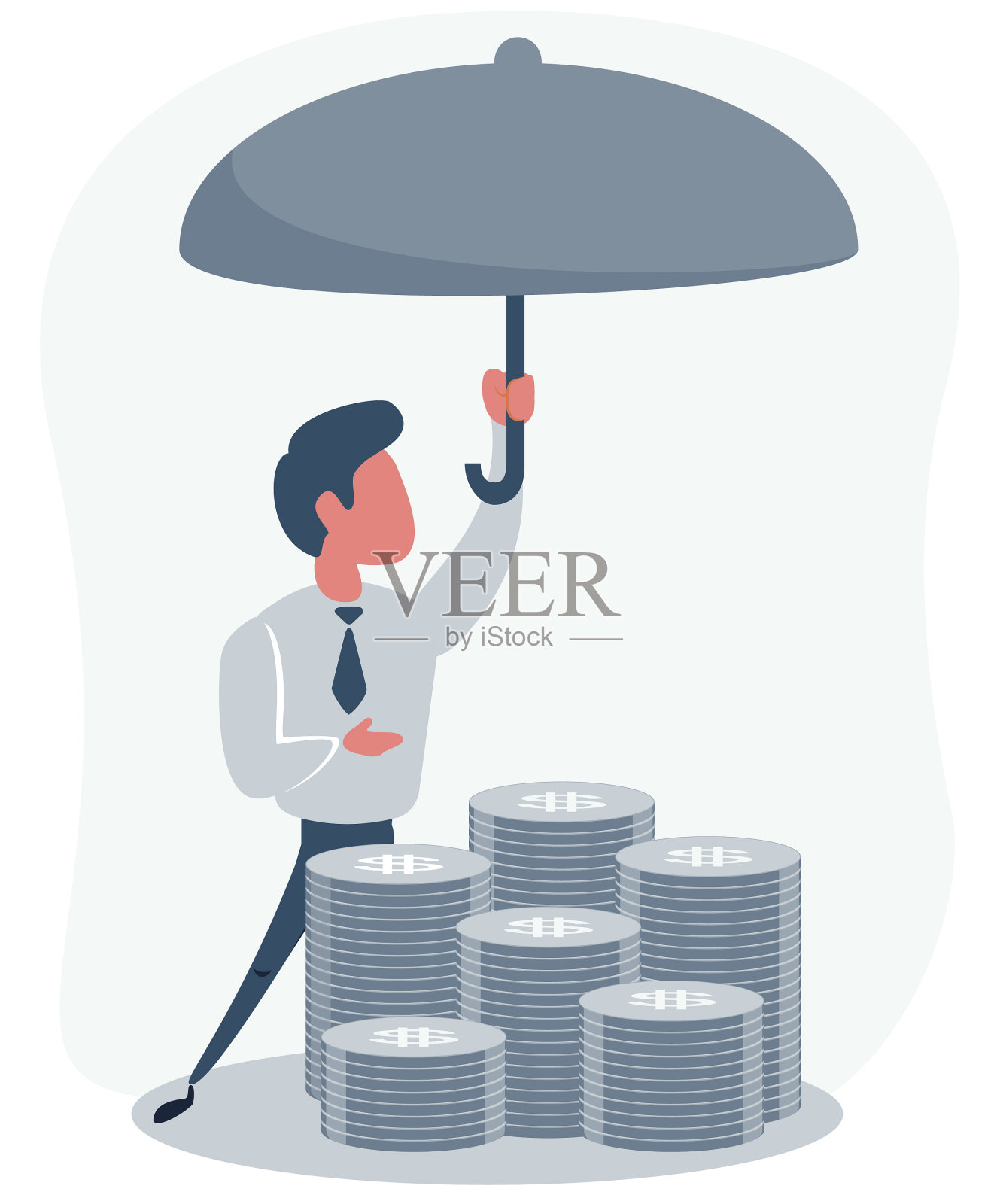 保护钱概念袋下一枚硬币插画图片素材