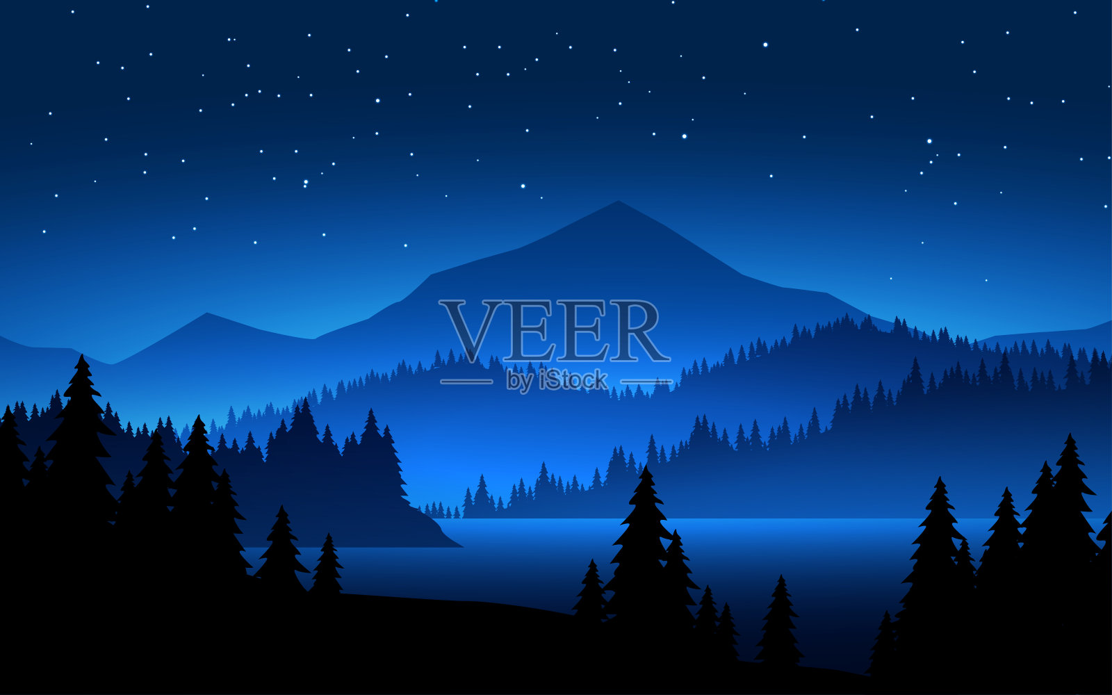 山星夜插画图片素材