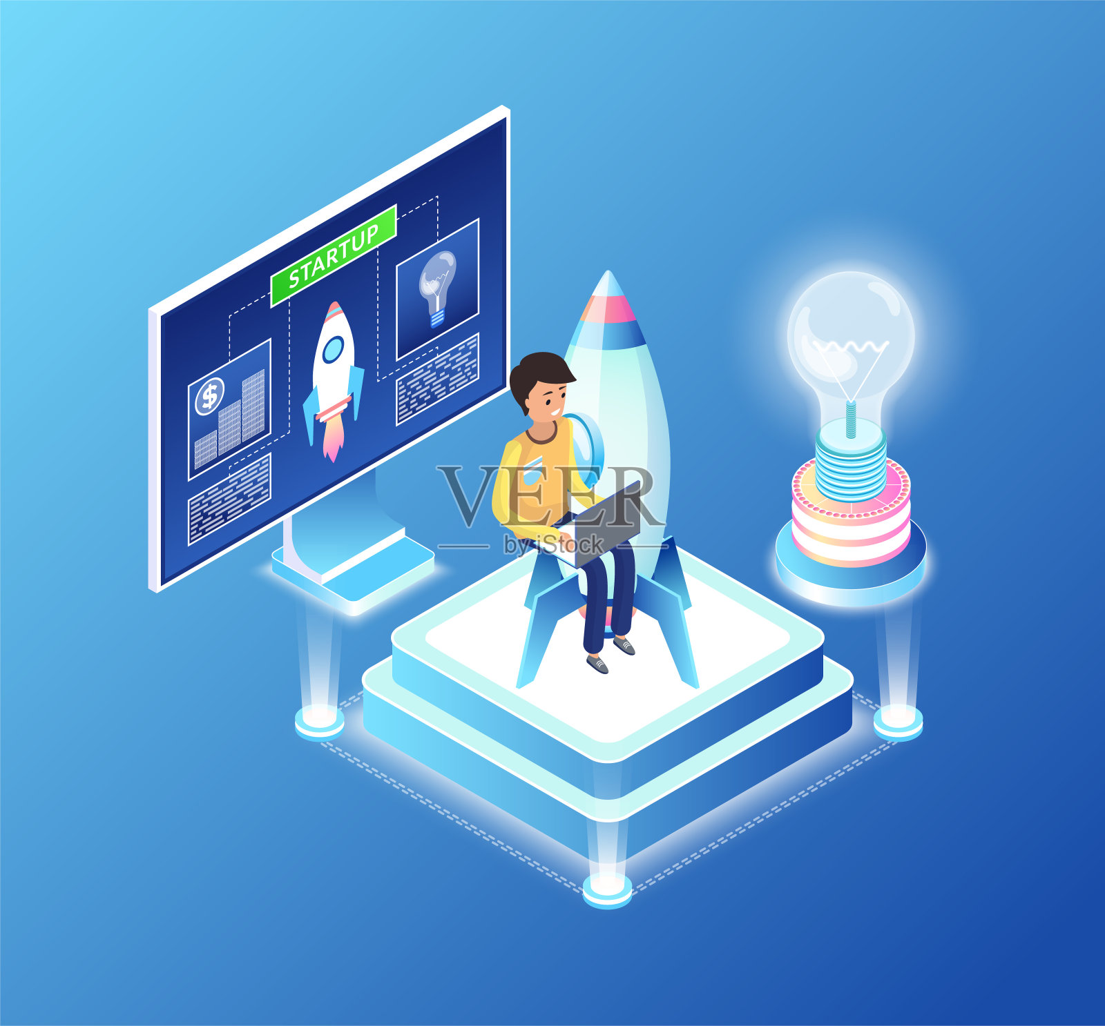 Man编码，信息监控，创业插画图片素材