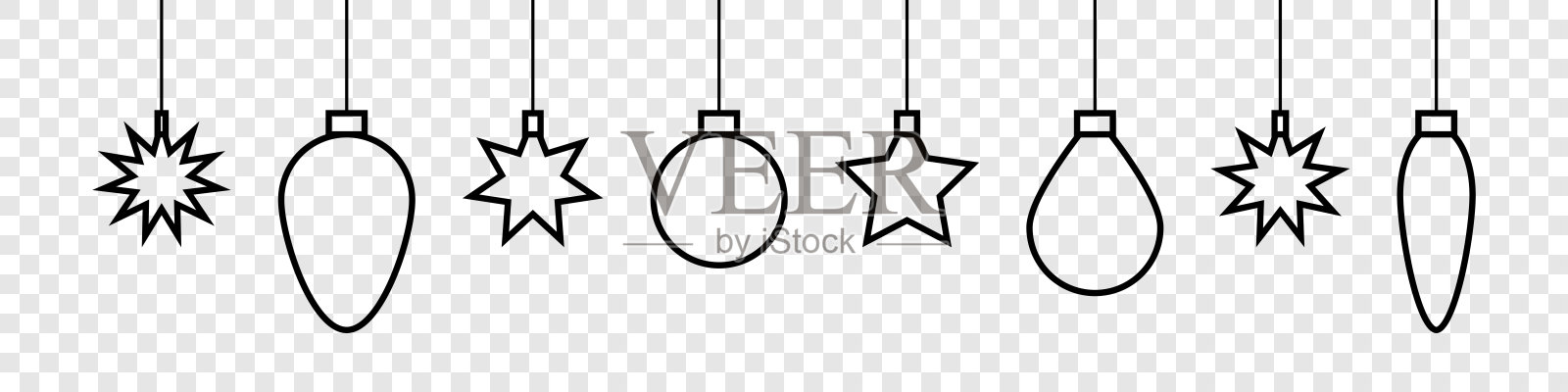 圣诞玩具。圣诞玩具矢量图标。星星和球在线设计。矢量图图标素材