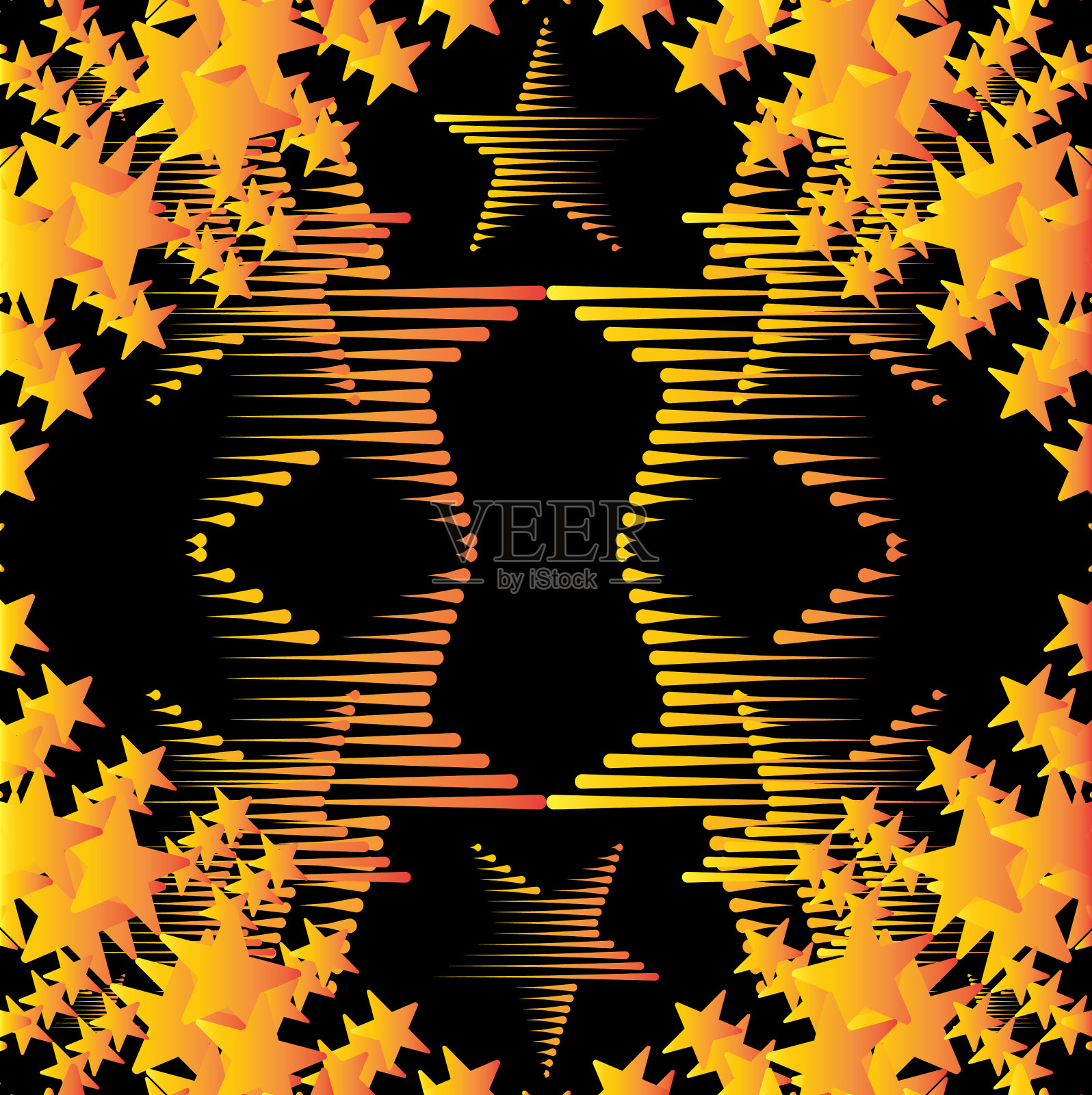 星星和五彩纸屑背景孤立在黑色插画图片素材