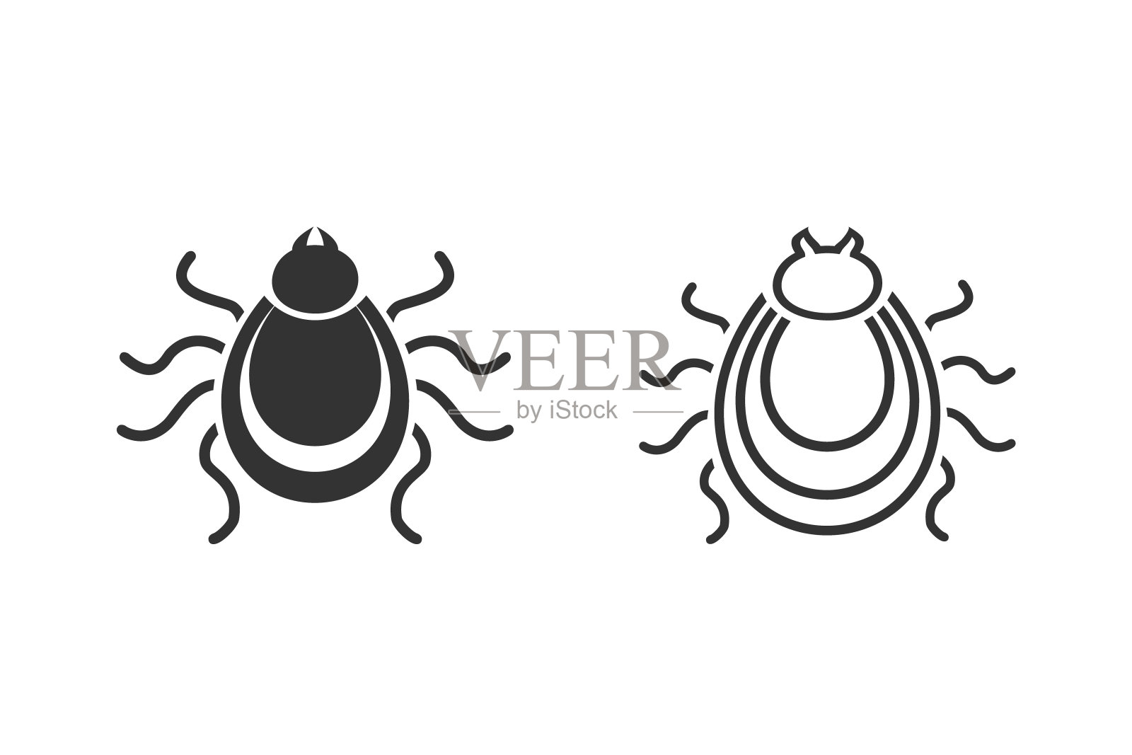 点线图标设置。螨轮廓。矢量图插画图片素材