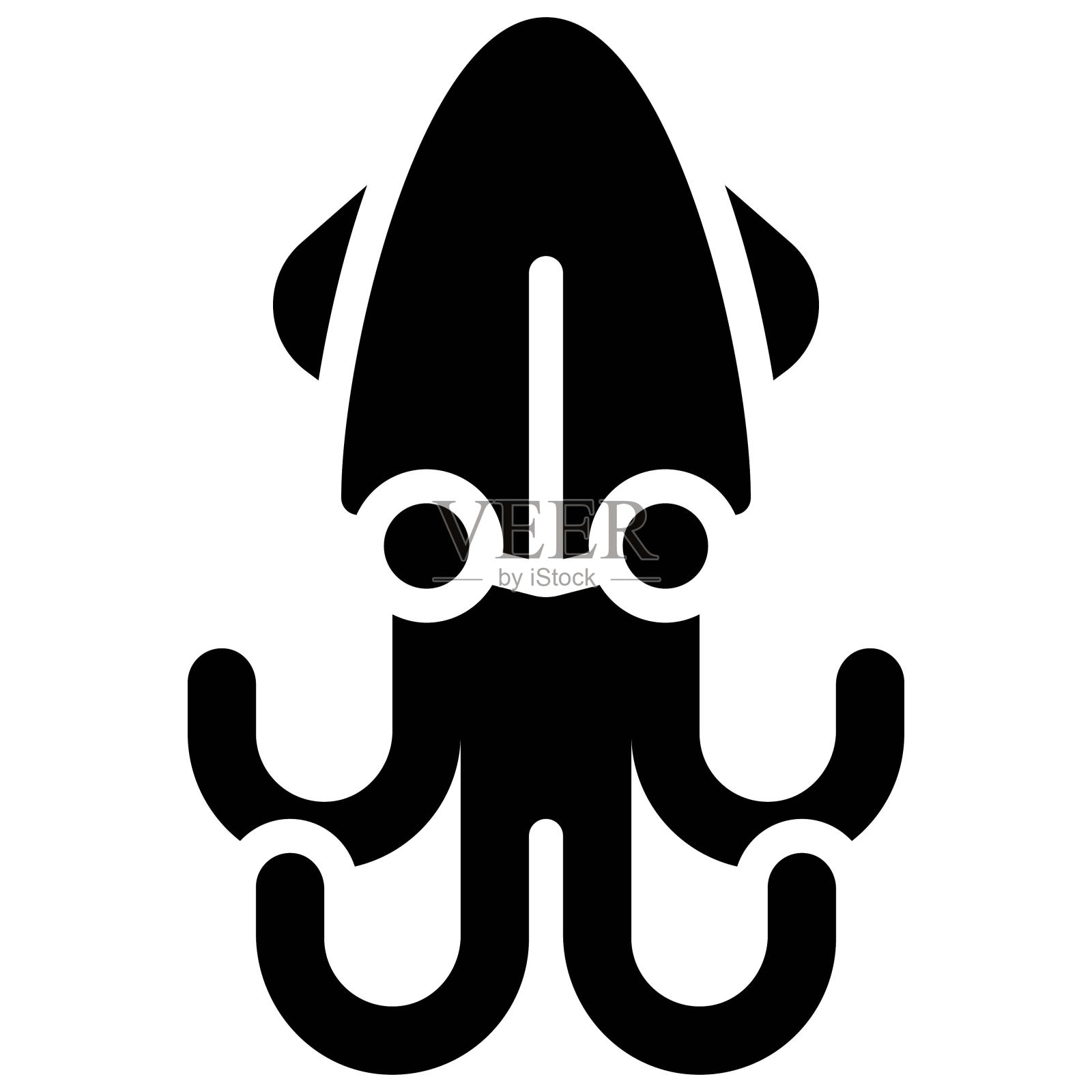 鱿鱼图标，暑假相关矢量插画图片素材