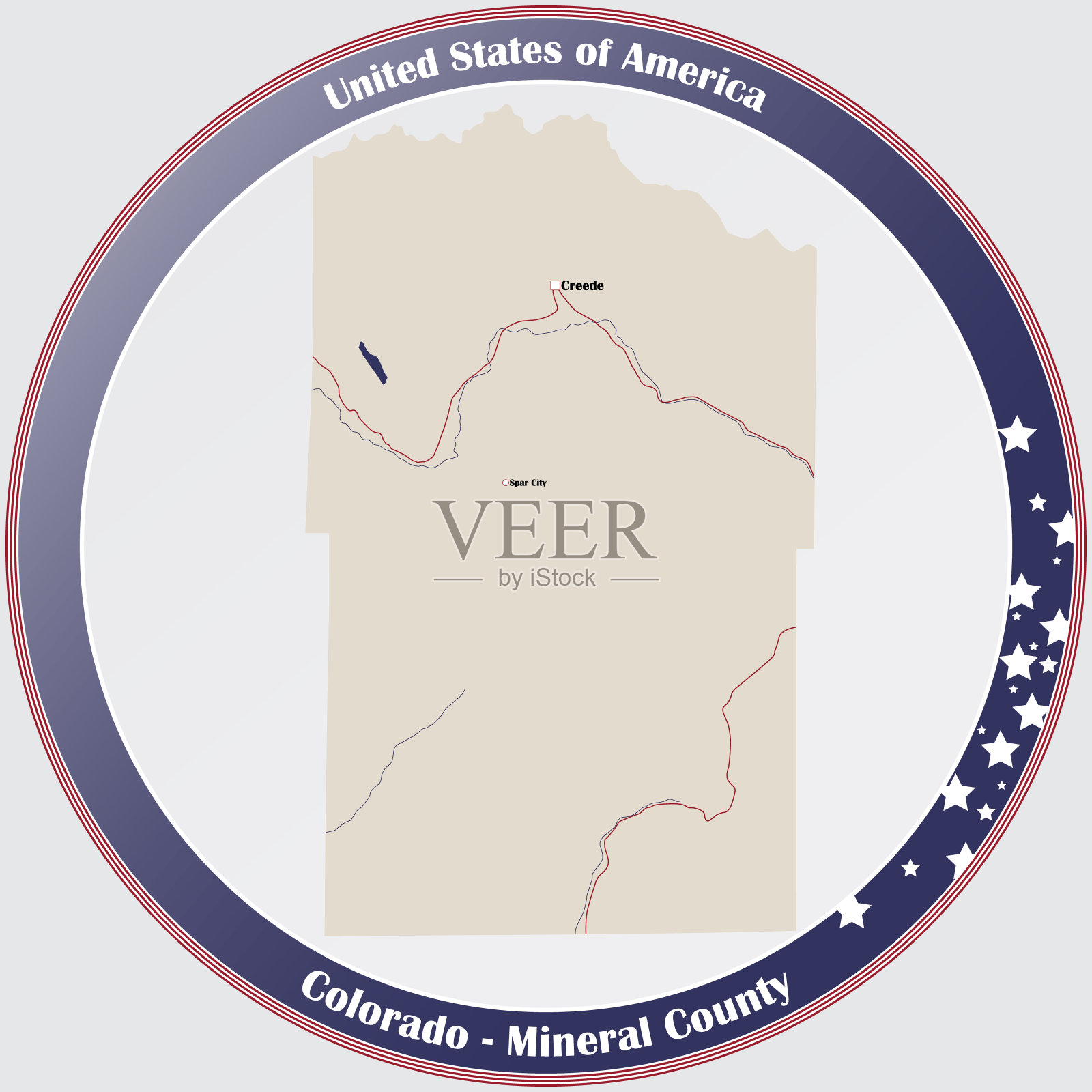 科罗拉多州矿产县地图插画图片素材