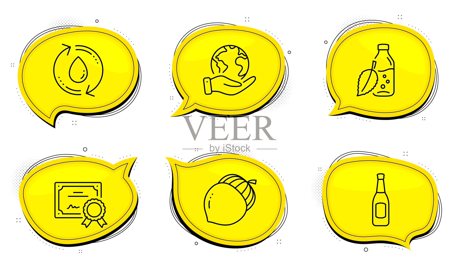 橡子补水和水瓶图标设置图标素材