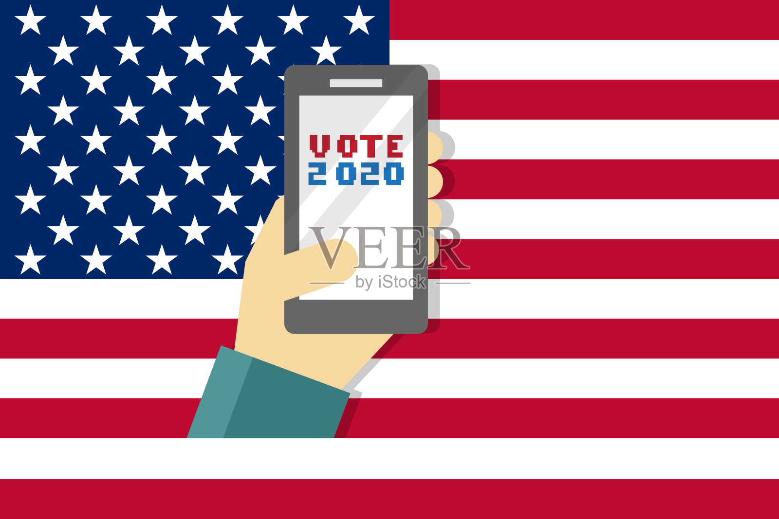 2020年美国总统选举在线投票移动应用插画图片素材