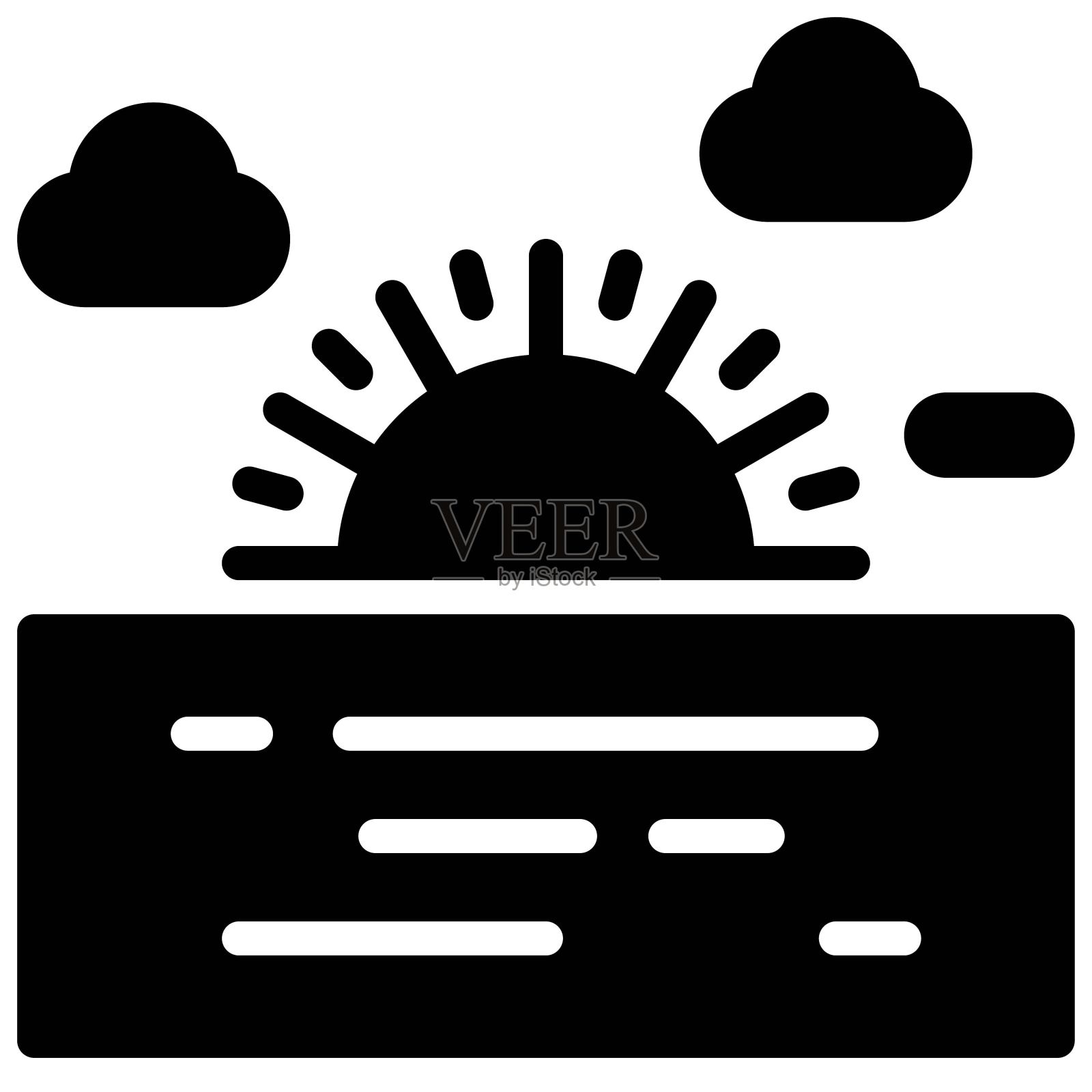 海洋日出图标，暑假相关矢量插画图片素材