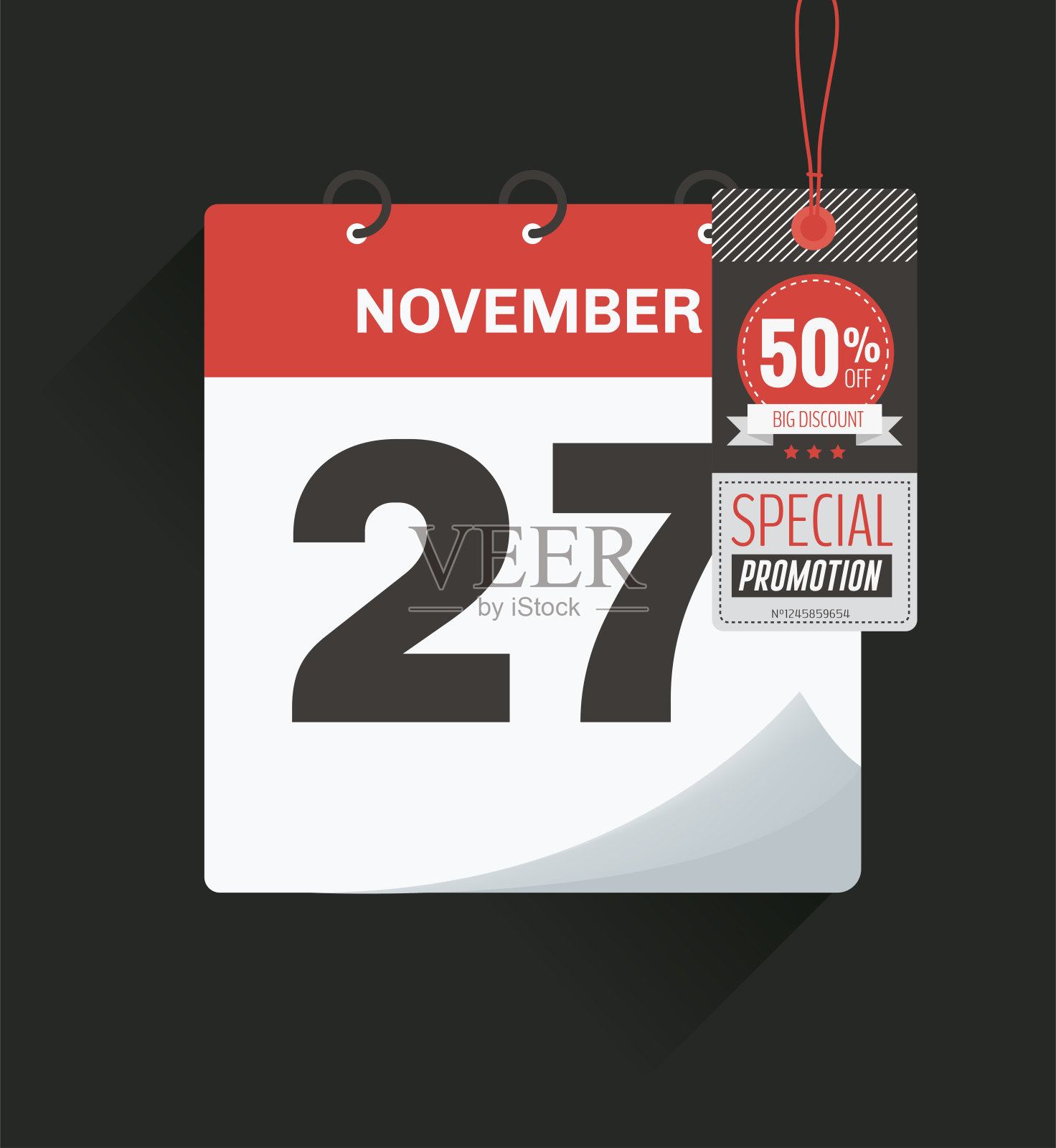 矢量插图。日历，日期为11月27日。“黑色星期五”。设计元素图片