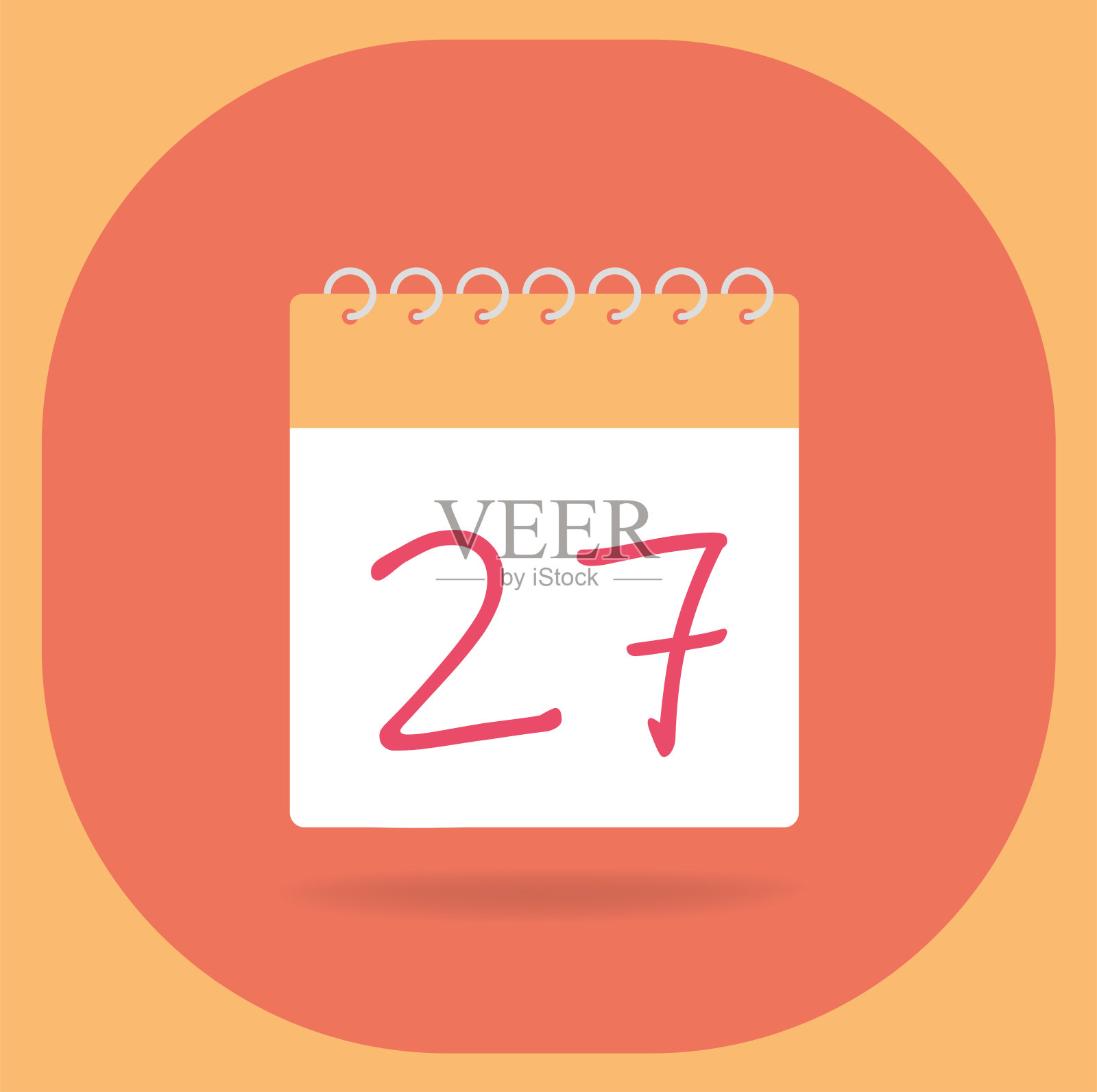 矢量插图。日期为27的日历。插画图片素材