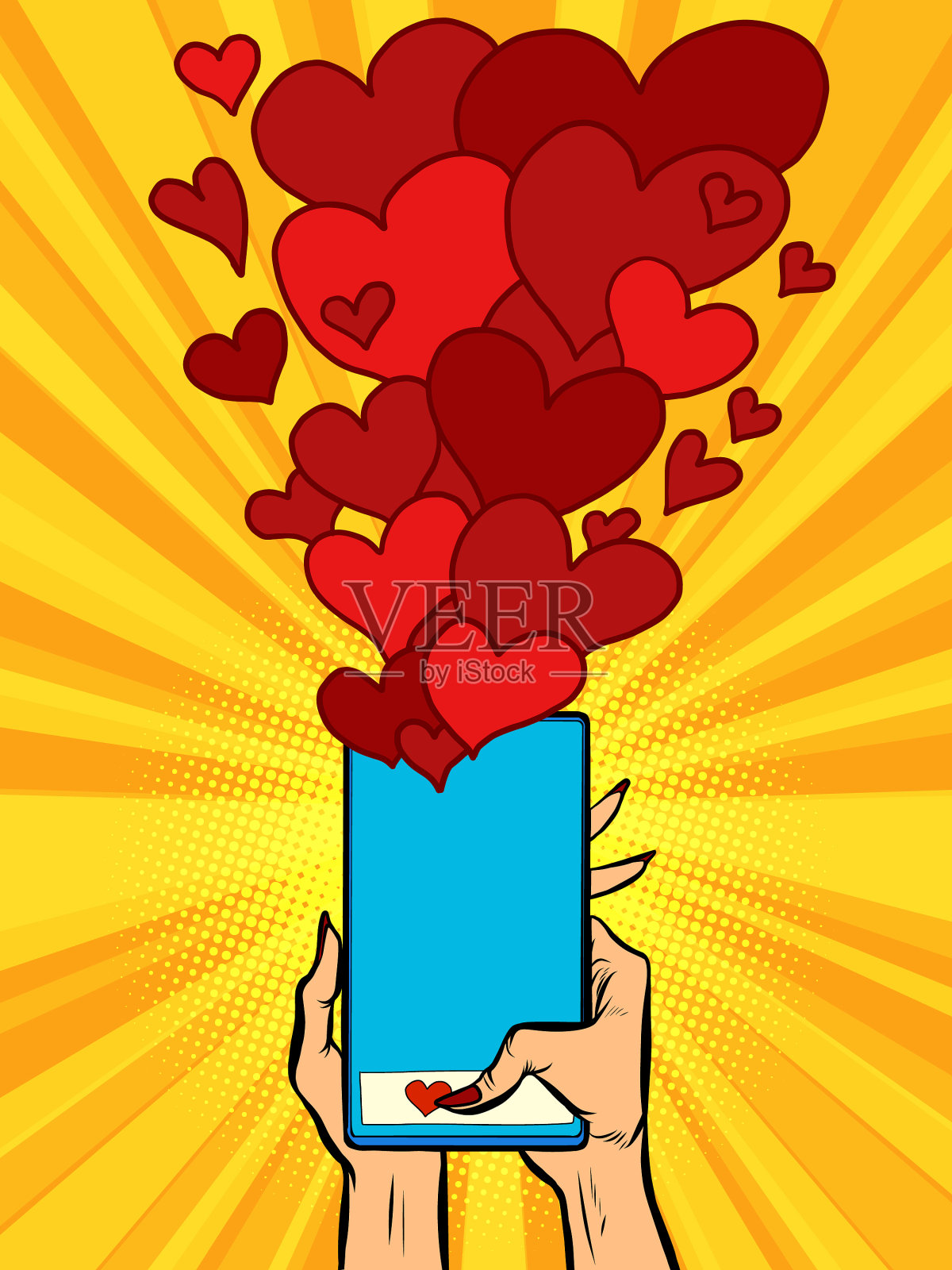 电话心社交网络同情连接插画图片素材