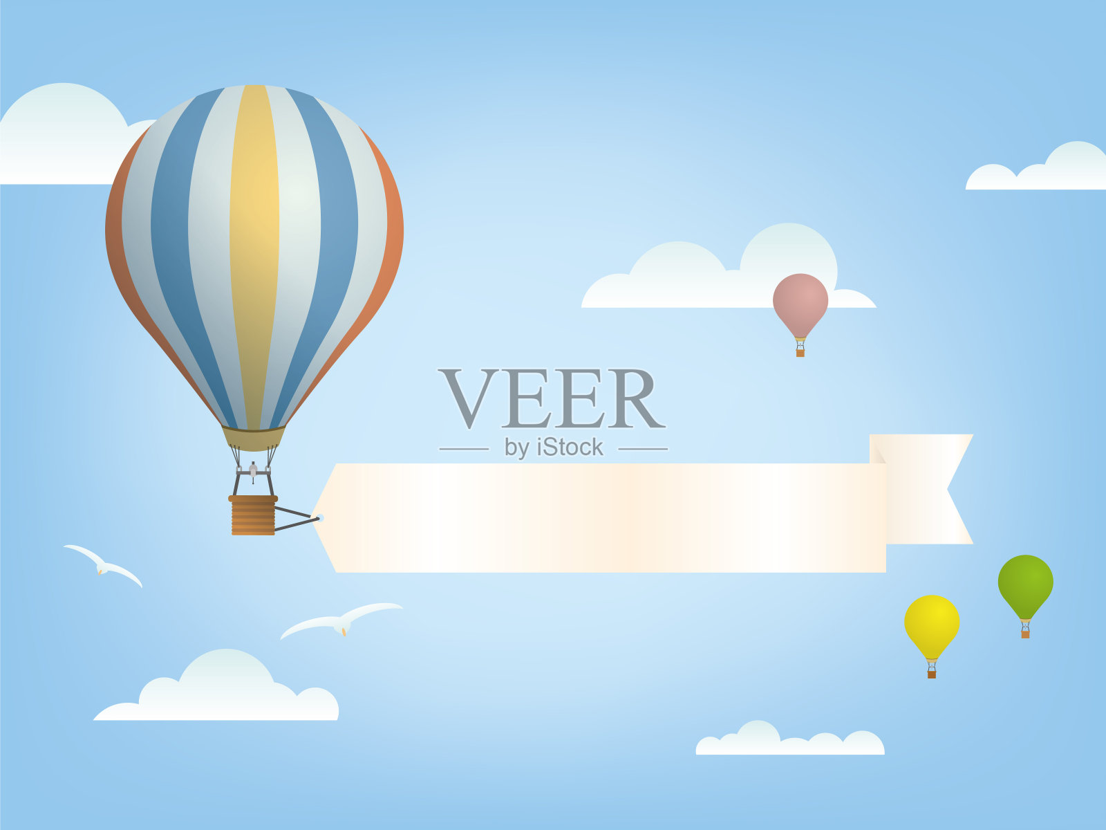 热气球贺卡模板插画图片素材