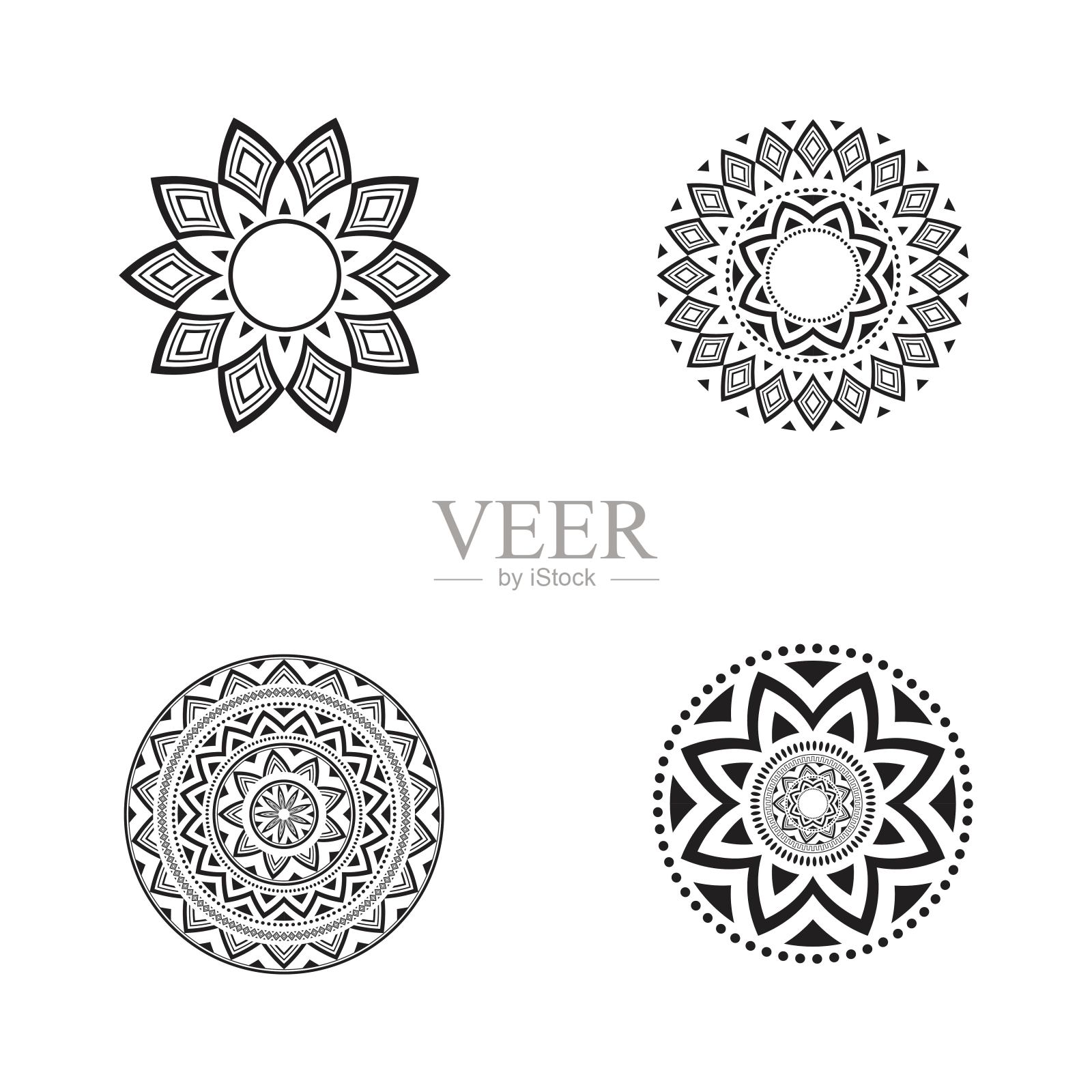 曼荼罗插图的圆形图案插画图片素材