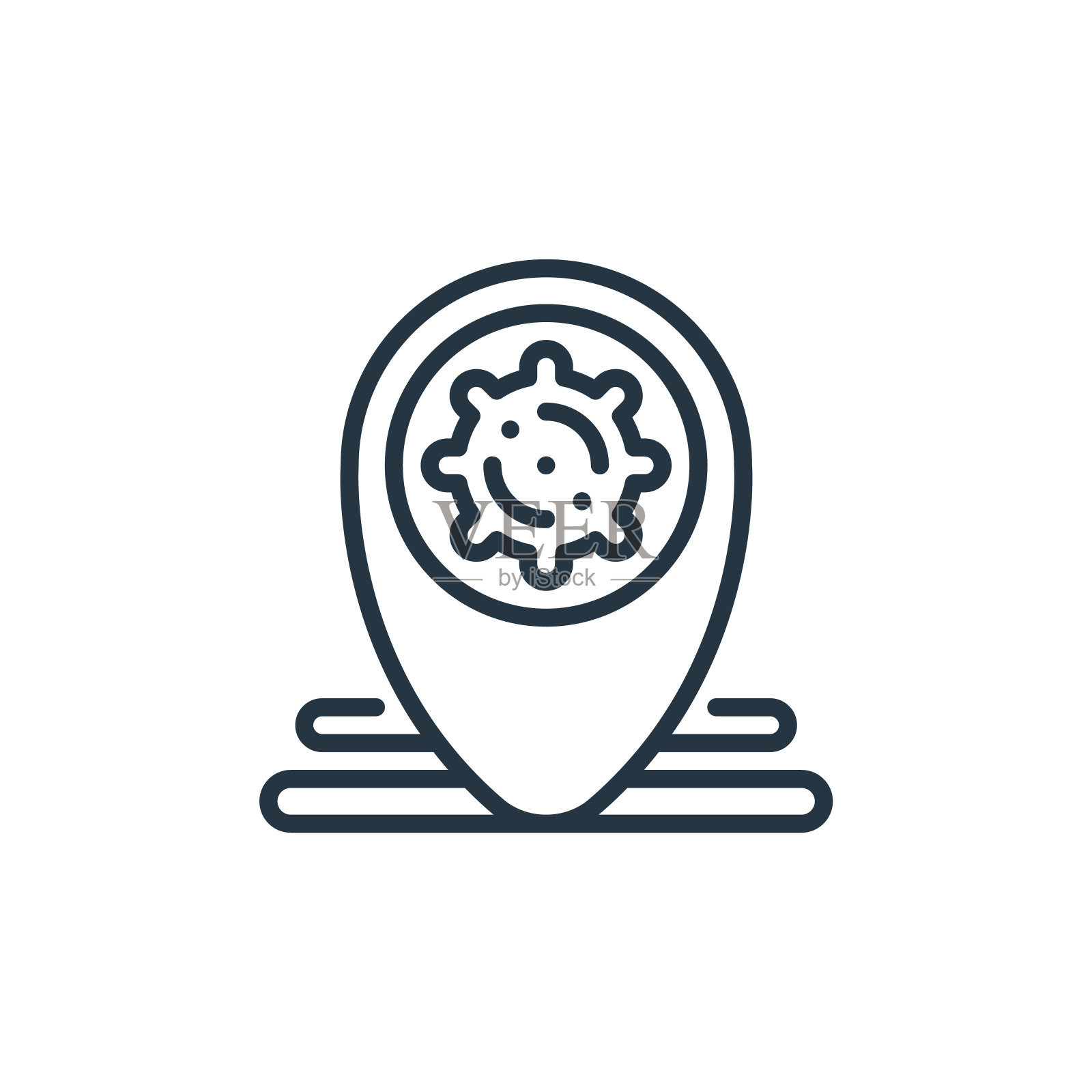 定位引脚矢量图标孤立的白色背景。轮廓，细线定位大头针图标，用于网站设计和移动，应用程序开发。细线定位引脚轮廓图标矢量插图。图标素材