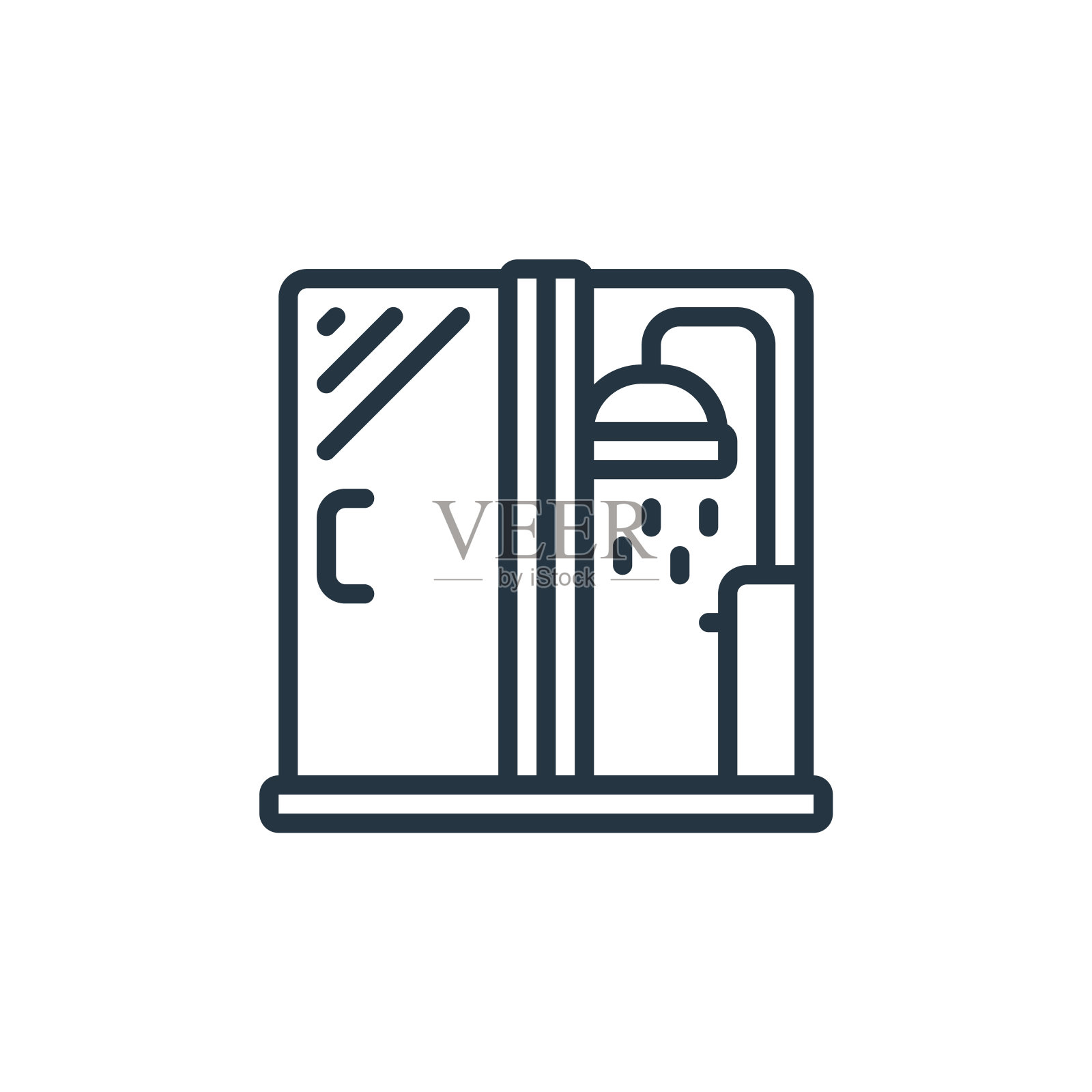 淋浴矢量图标孤立的白色背景。轮廓，细线淋浴图标，用于网站设计和移动，应用程序开发。细线淋浴轮廓图标矢量插图。插画图片素材