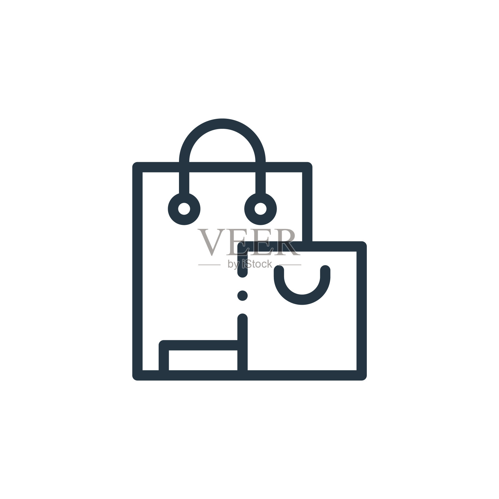 购物袋矢量图标孤立的白色背景。提纲，细线购物袋图标，用于网站设计和手机，应用程序开发。细线购物袋轮廓图标矢量插图。图标素材