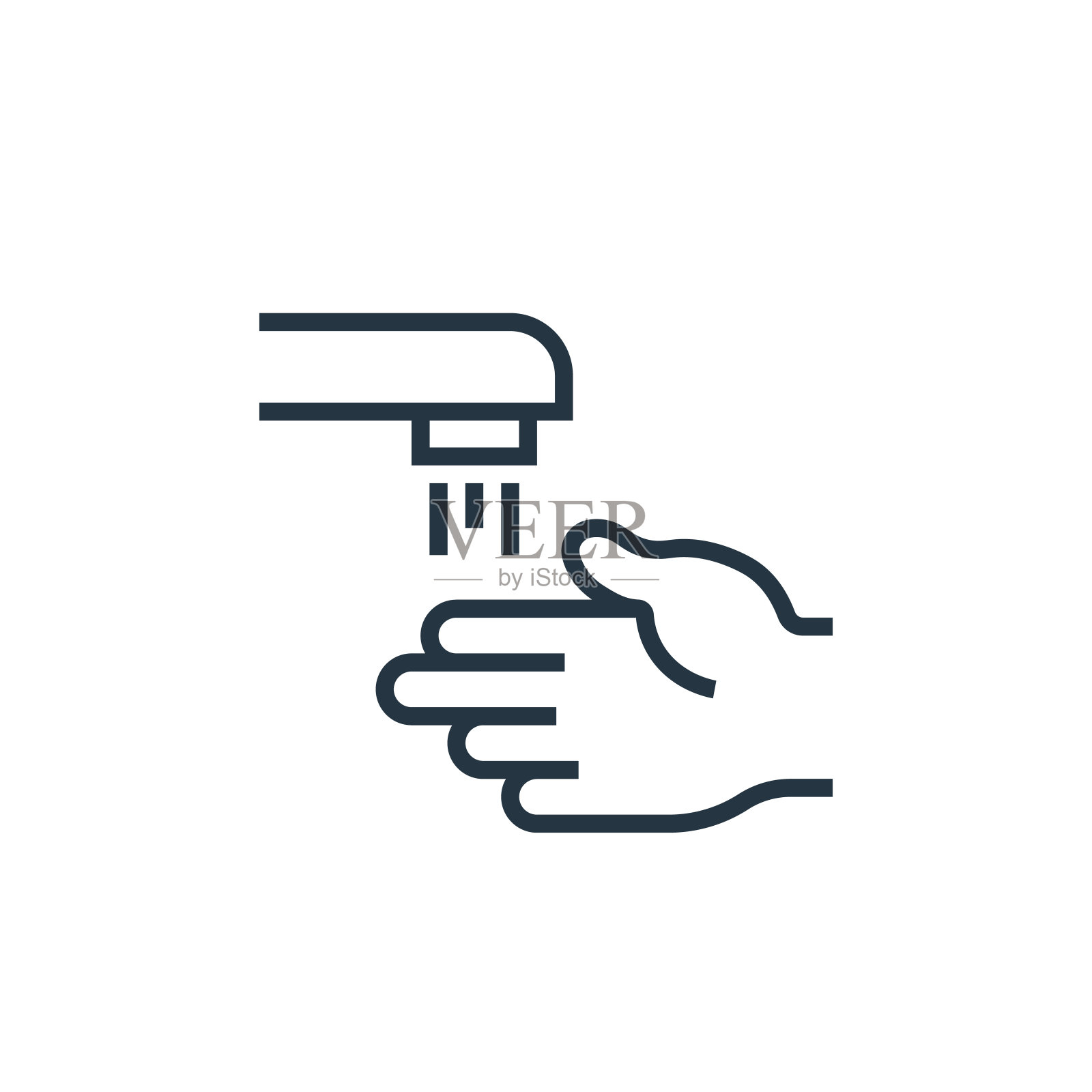 手洗矢量图标孤立的白色背景。轮廓，细线洗手图标，用于网站设计和手机，应用程序开发。细线手洗轮廓图标矢量插图。插画图片素材