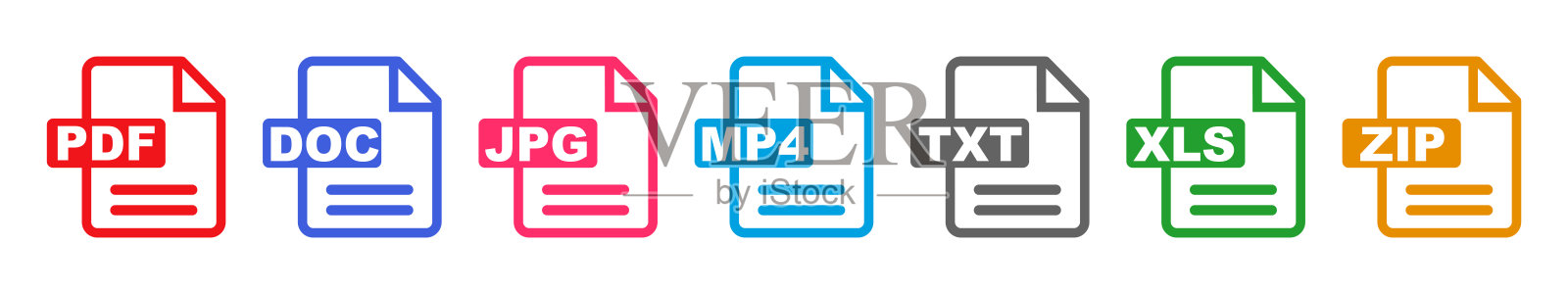 符号集文件格式，文件扩展名多样图标集隔离-向量插画图片素材