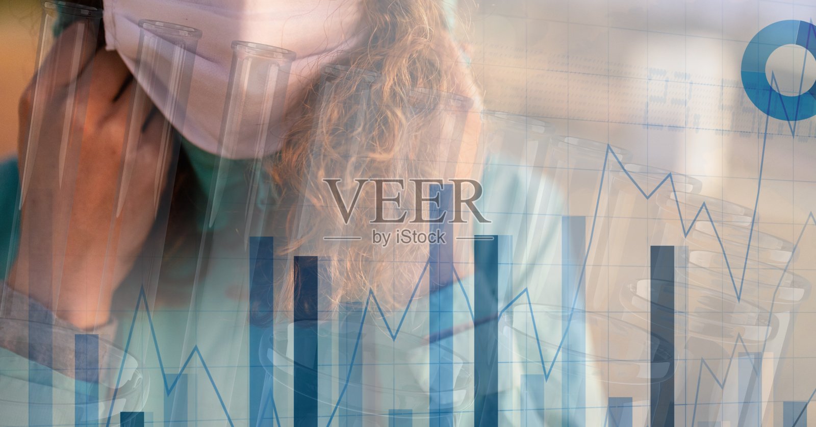 数字插图的一个女人戴着面具在数据处理照片摄影图片