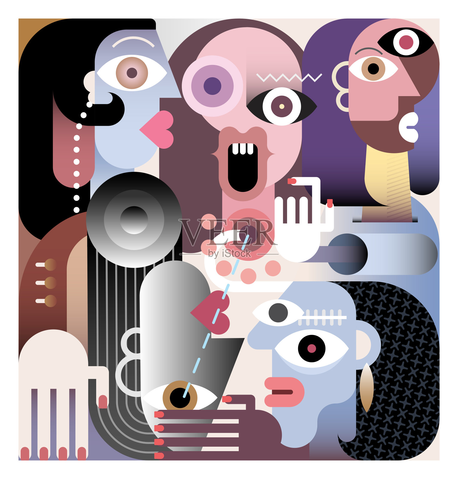 大型家族矢量图插画图片素材