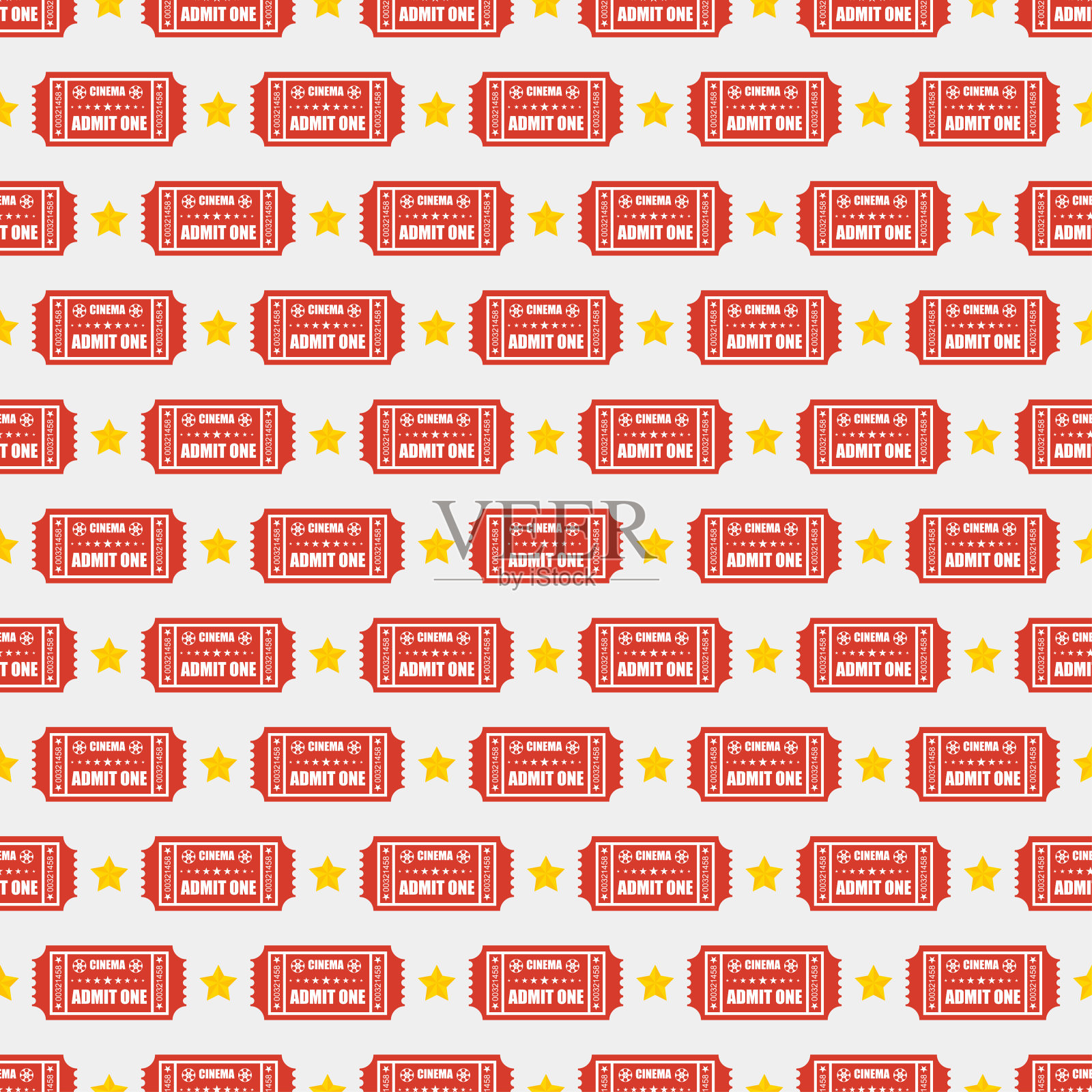 影院门票无缝模式。电子纸的电影。艺术纹理。插画图片素材
