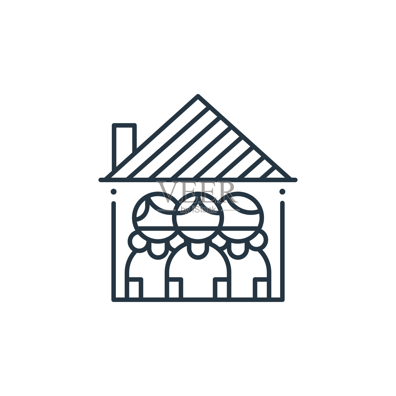 呆在家里矢量图标孤立的白色背景。大纲，细线呆在家里图标网站设计和移动，应用程序开发。细线留在家里轮廓图标矢量插图。图标素材