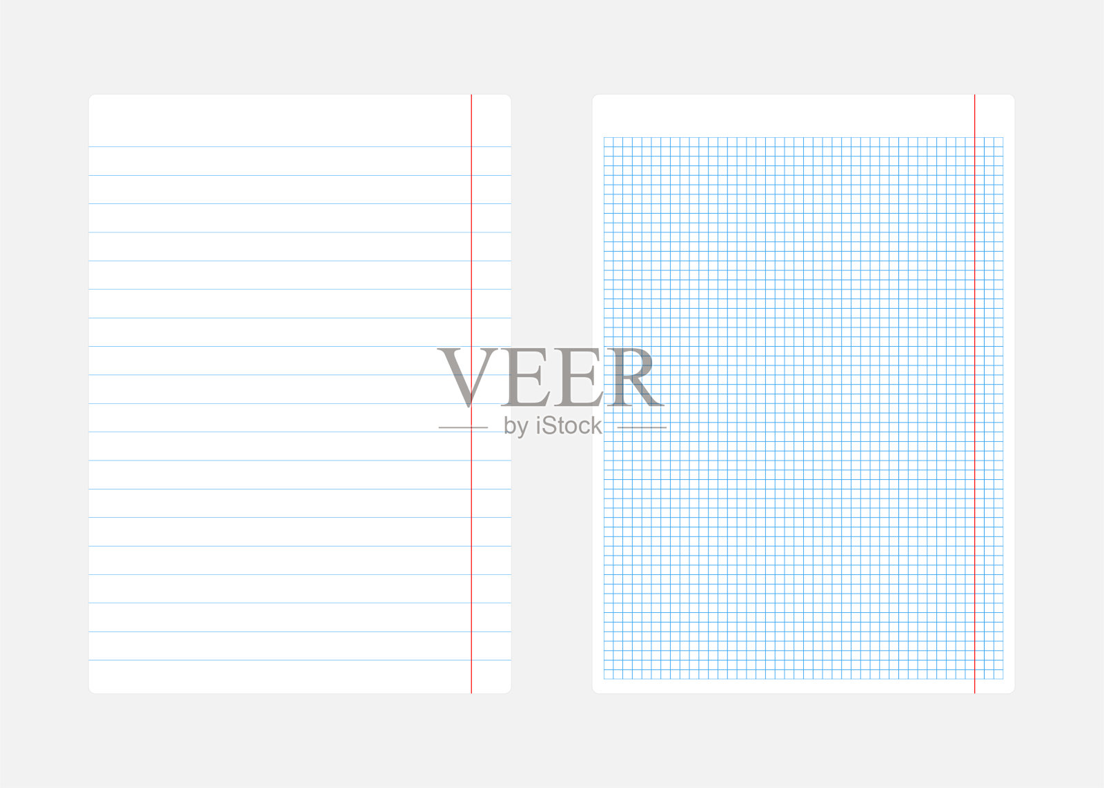 现实的白色空白记事本纸页模板平方和内衬。模拟封面的商业备忘录日记和空素描簿笔记本插画图片素材