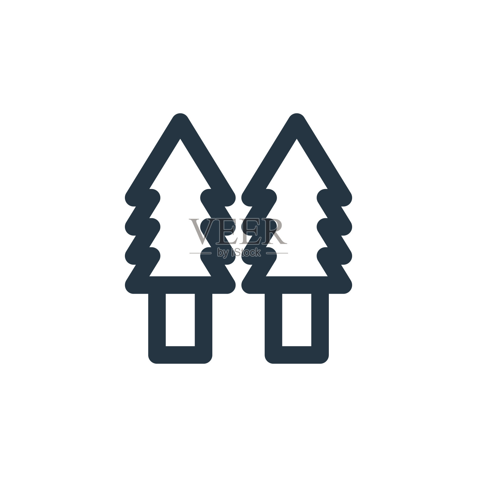 树向量图标孤立在白色背景。轮廓，细线树图标用于网站设计和移动，应用程序开发。细线树轮廓图标矢量插图。插画图片素材