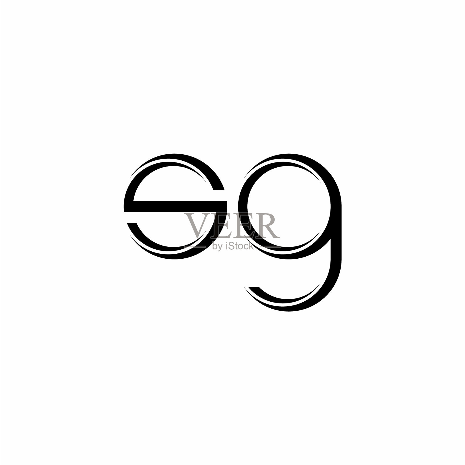 Sg标志与切片圆润的现代设计插画图片素材