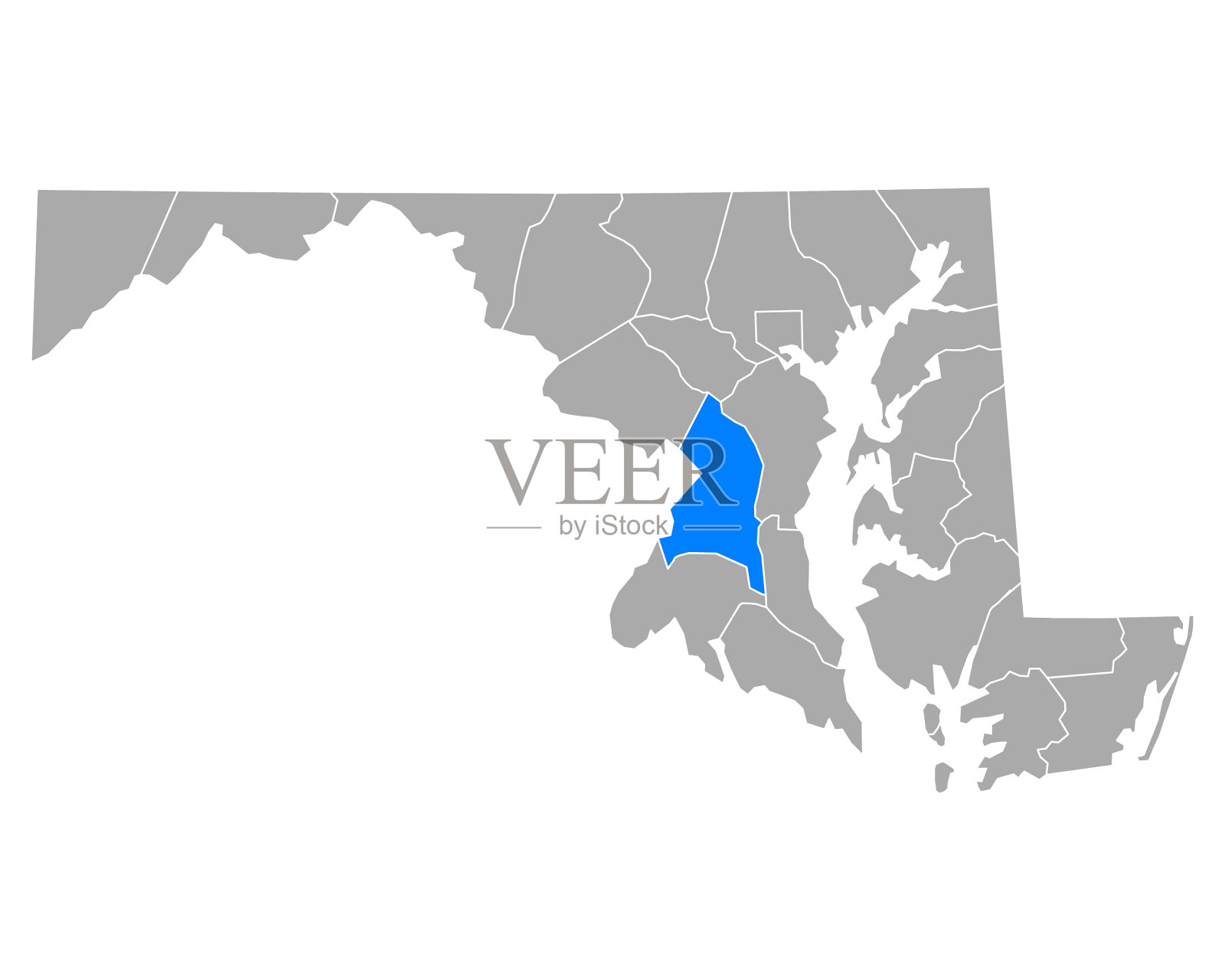 地图乔治王子在马里兰州插画图片素材