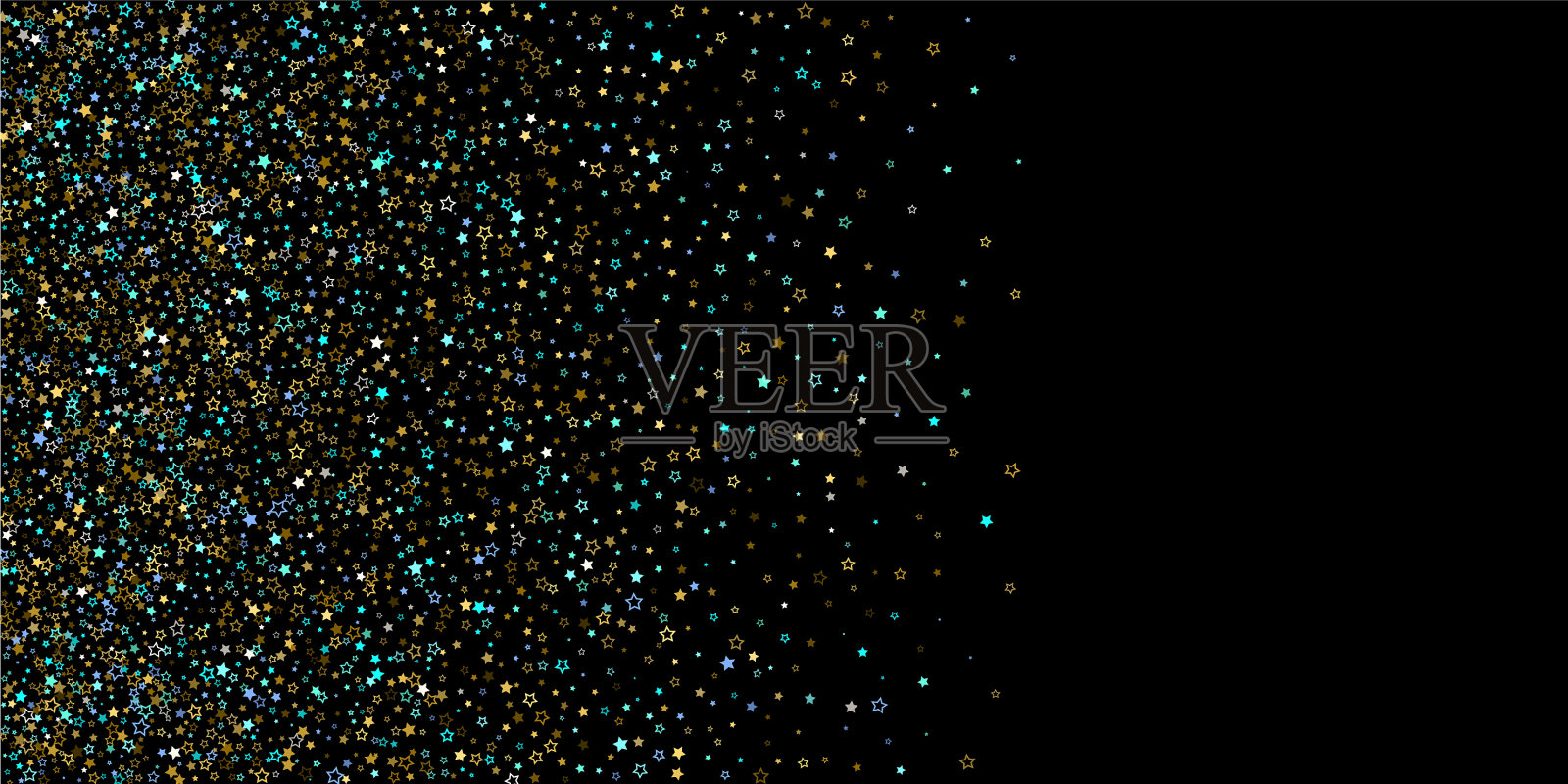 金色蓝色星星链轮闪亮的五彩纸屑插画图片素材