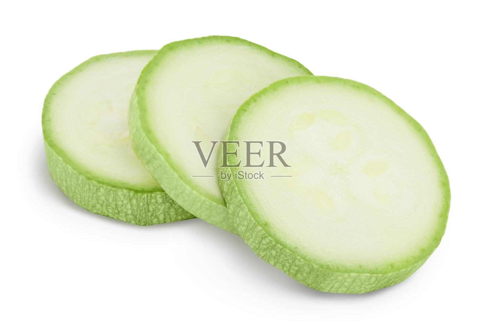 西葫芦或骨髓切片孤立在白色背景与裁剪路径和充分的景深照片摄影图片