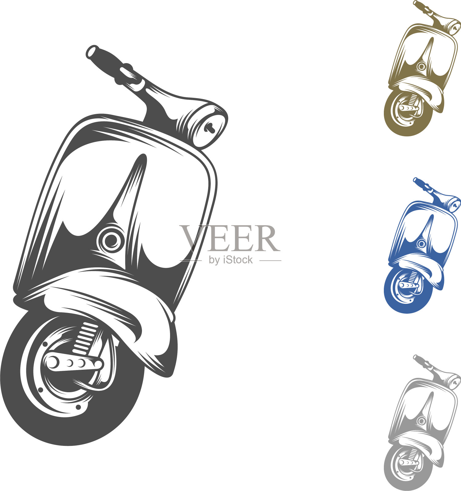 意大利摩托车从意大利图标在黑色风格插画图片素材