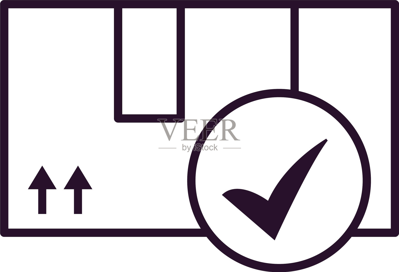 快速交付概念包装盒与检查图标素材