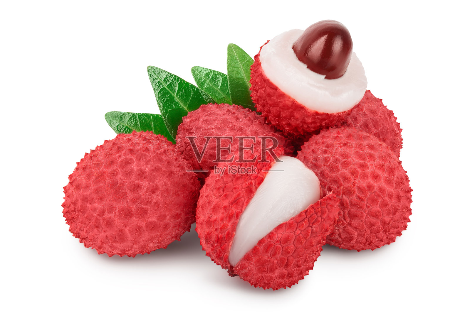 荔枝果实孤立在白色背景与修剪路径和充分的深度的领域照片摄影图片