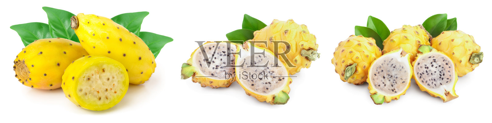 成熟的火龙果，火龙果黄色或孤立于白色背景，果实健康概念。设置或集合照片摄影图片