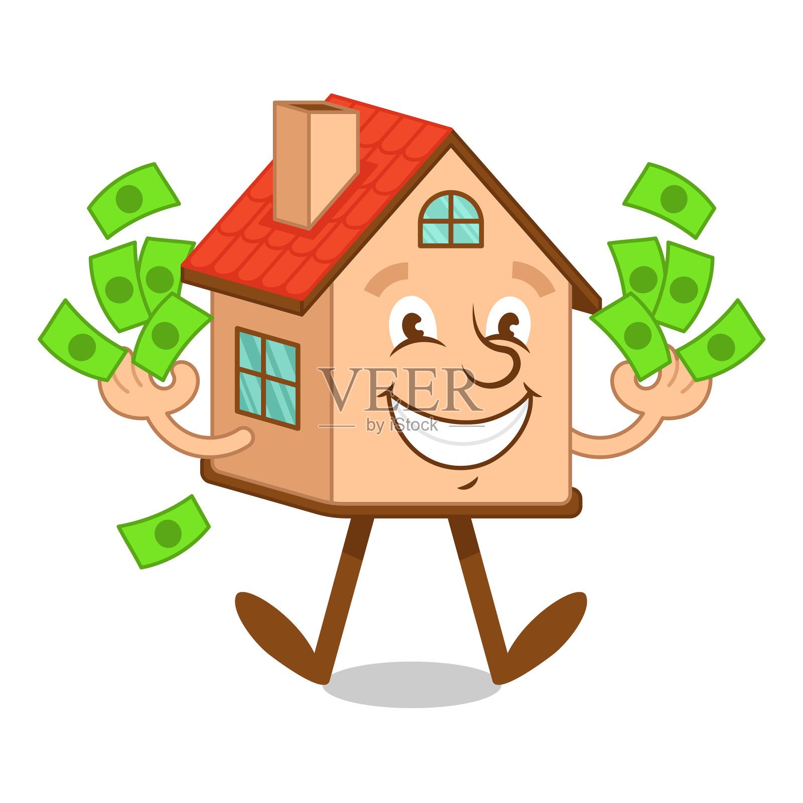 卡通人物房子与金钱设计元素图片