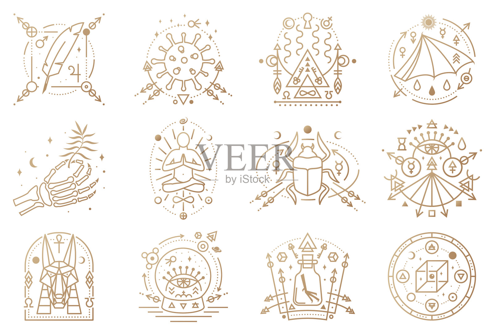 深奥的符号轮廓插画图片素材