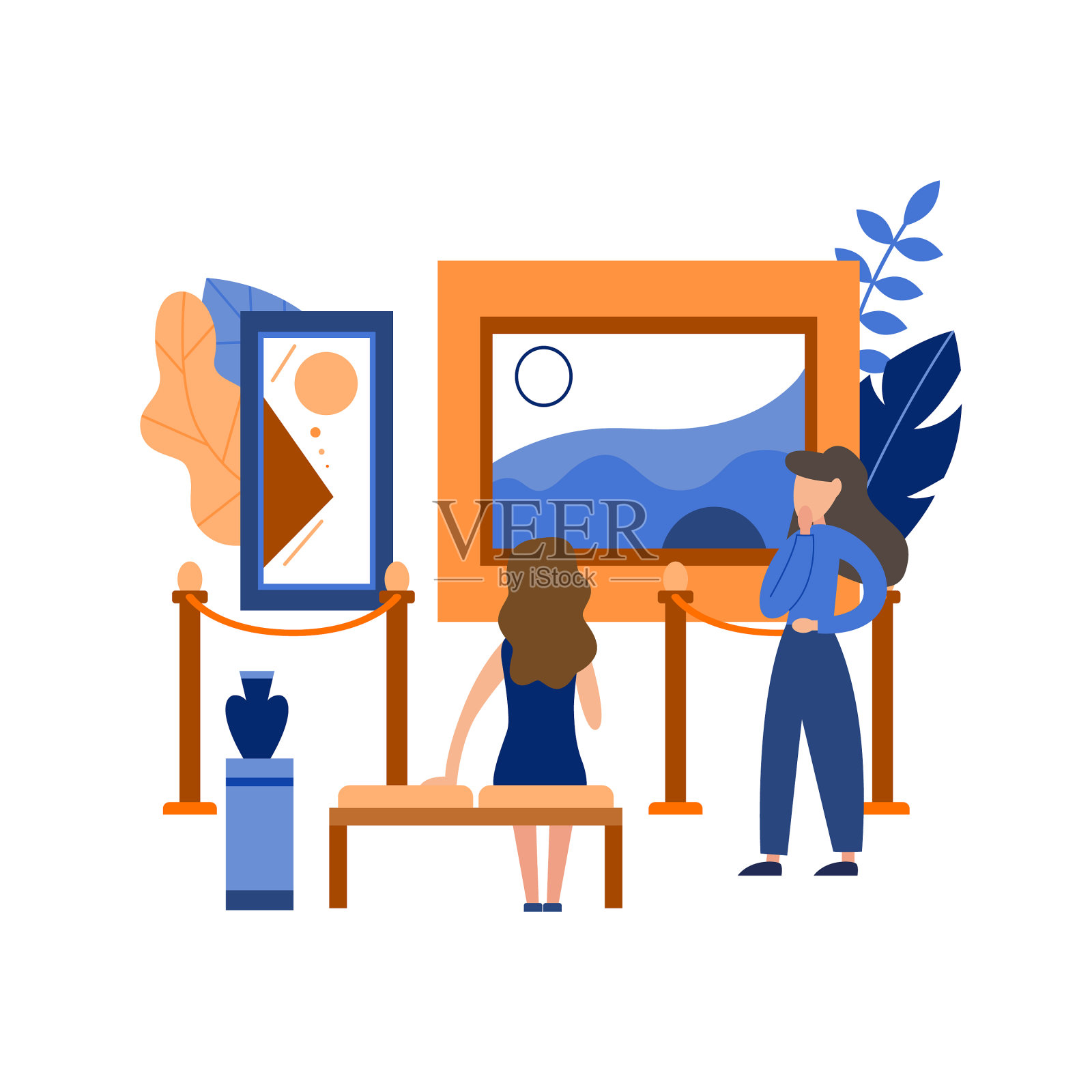 创意艺术画廊博物馆展览与插画图片素材