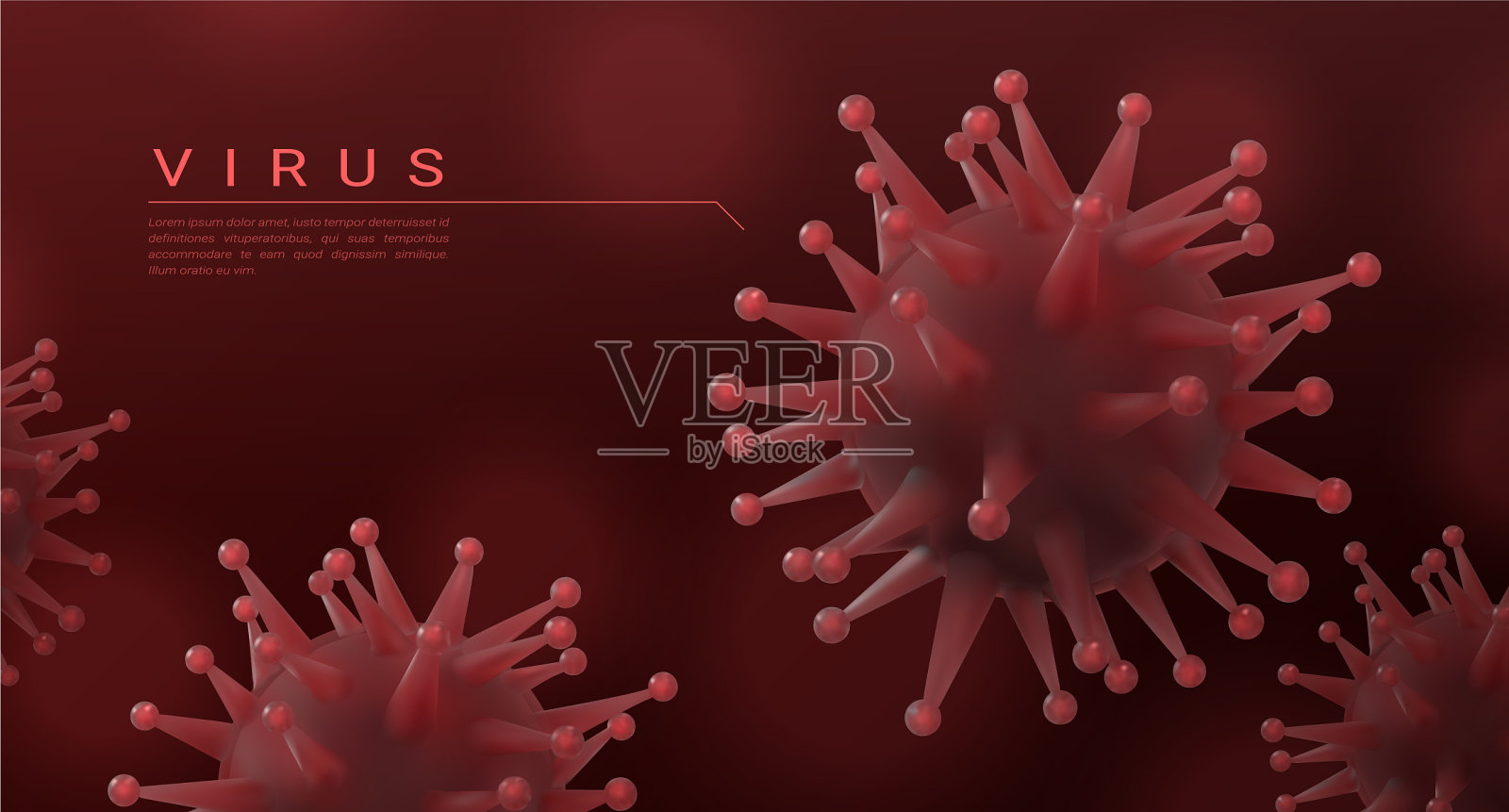 冠状病毒背景逼真的3d微生物流感插画图片素材