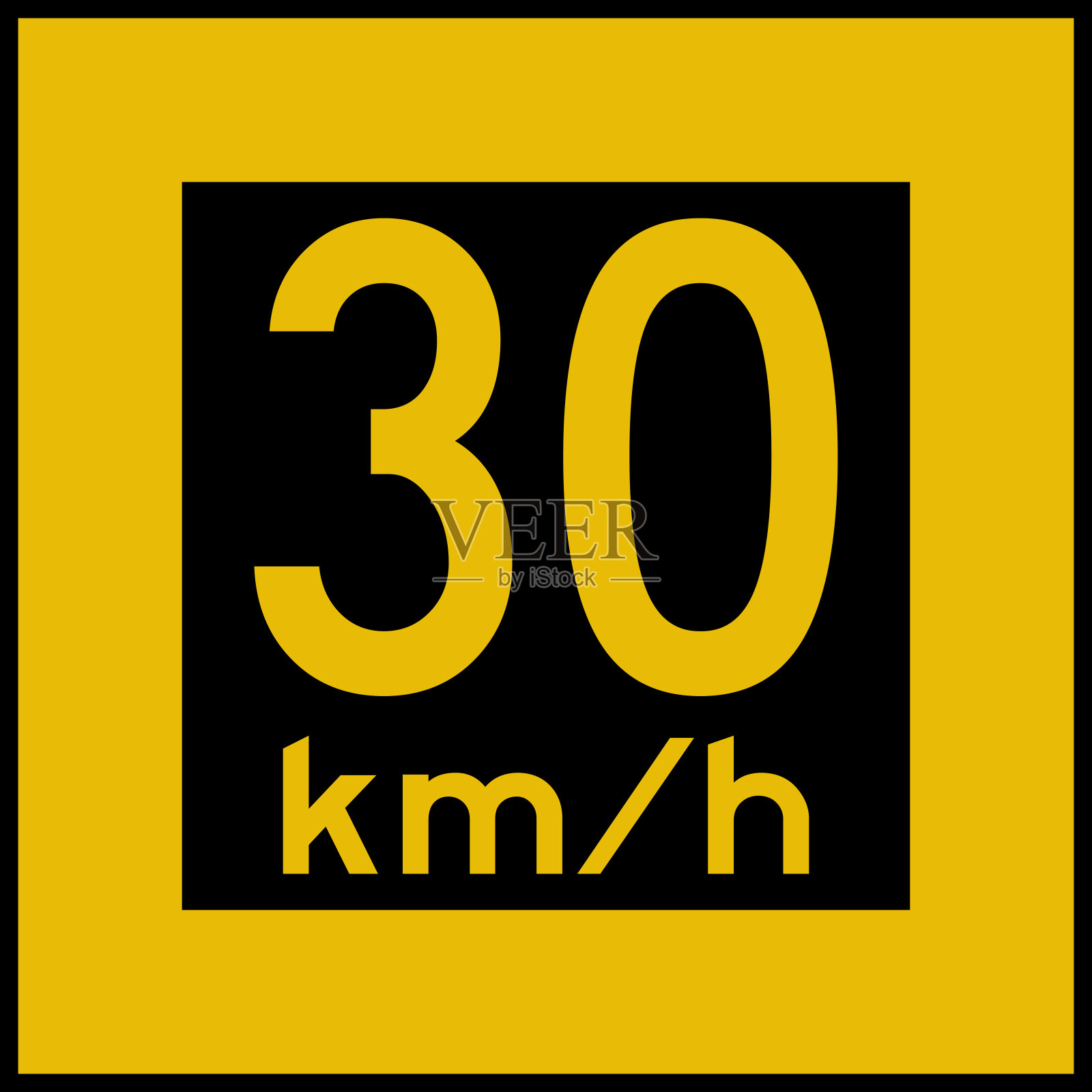 30公里/小时限速标志。停车区，桥梁标志。插画图片素材