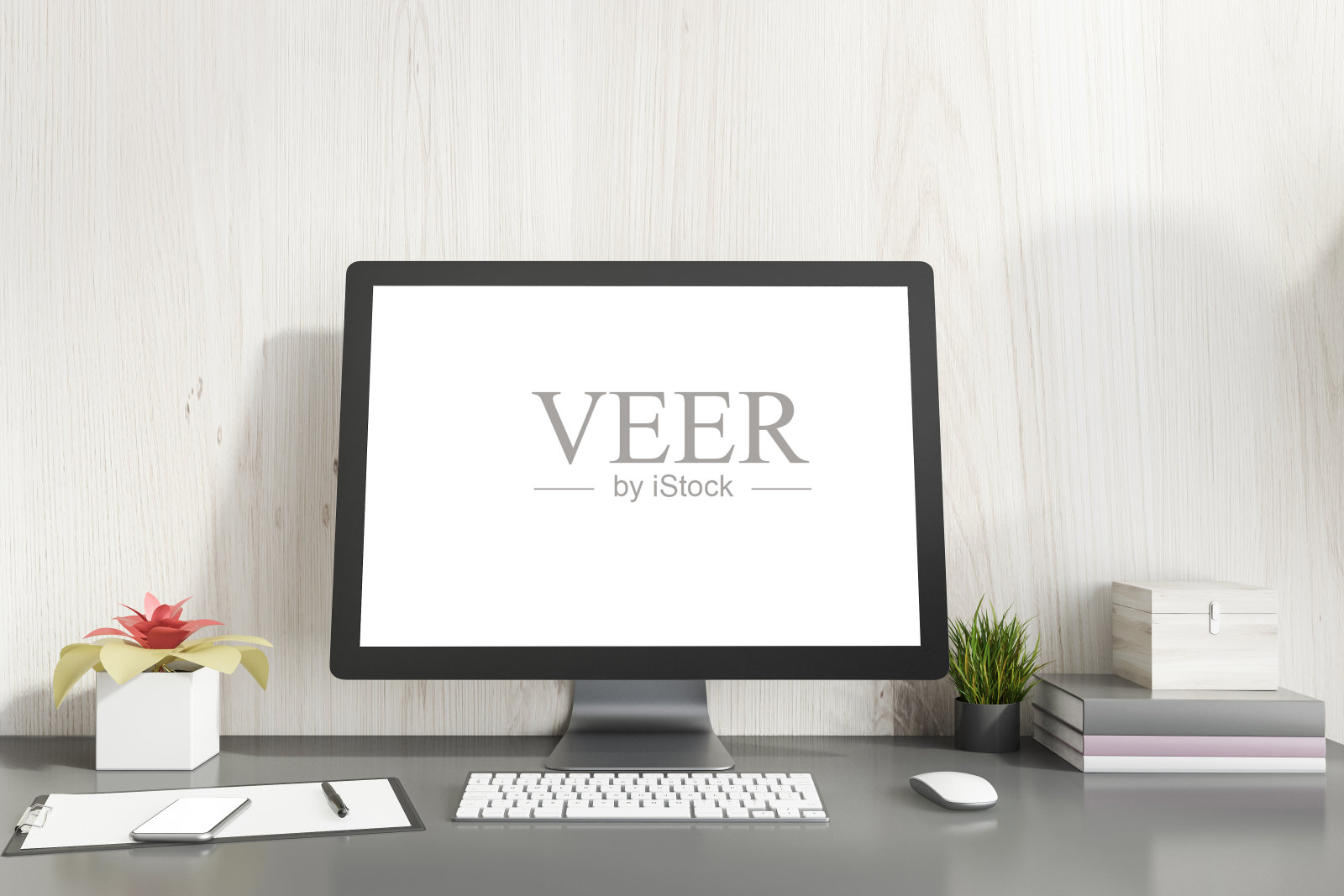 在明亮的木质房间里模拟电脑屏幕照片摄影图片