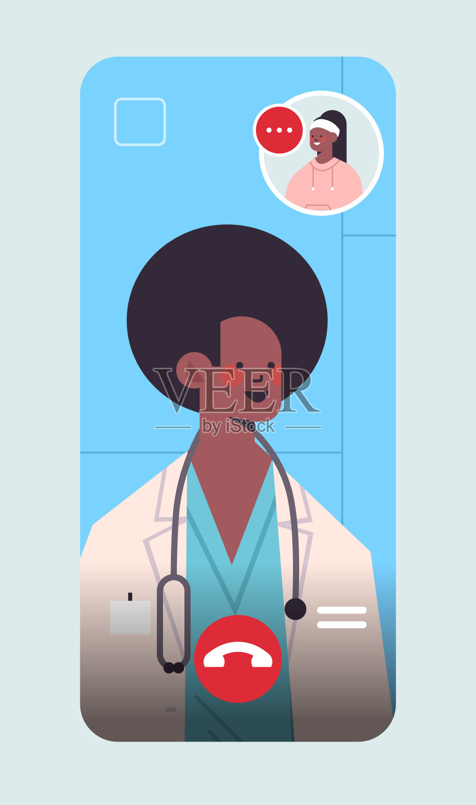 男医生咨询女患者视频通话在线咨询医疗保健插画图片素材