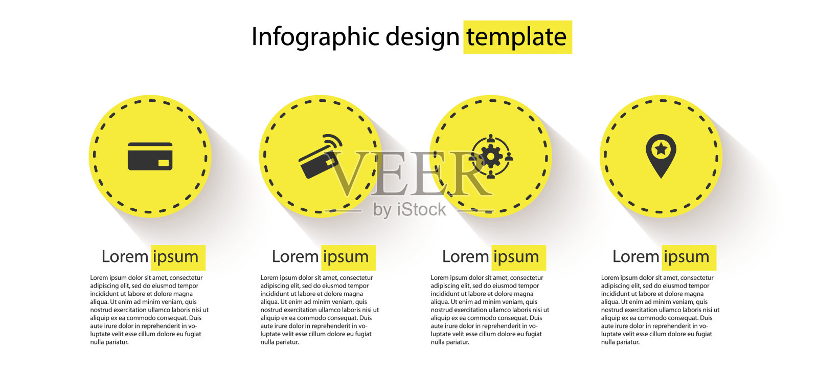 设置信用卡、非接触式支付、外包理念和星级定位。业务信息模板。向量插画图片素材