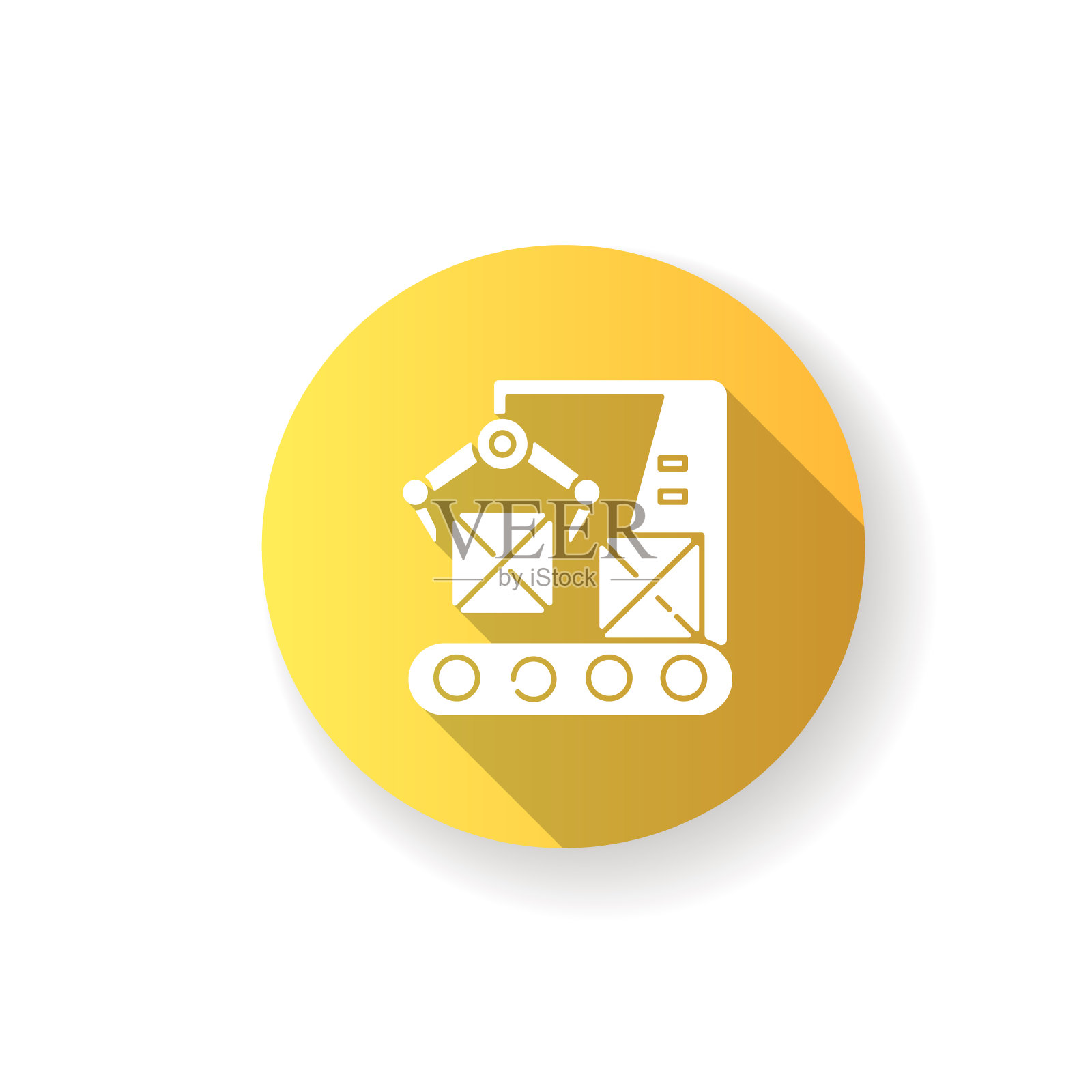 生产线黄色平面设计长阴影字形图标图标素材