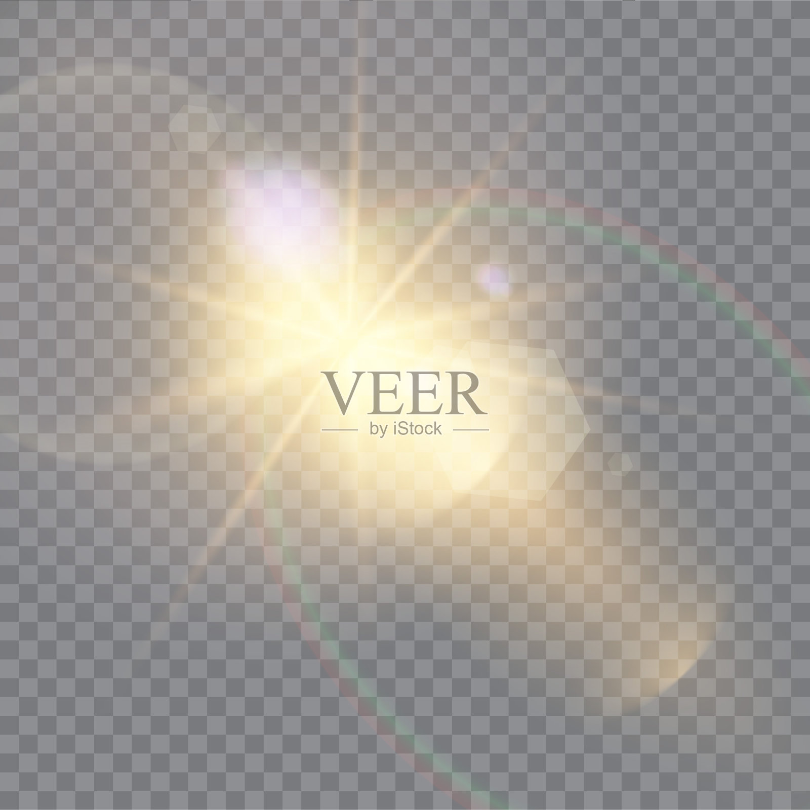 白色发光的光在透明的背景上爆炸。雷。透明的阳光，明亮的闪光。特殊镜头光晕效果。设计元素图片