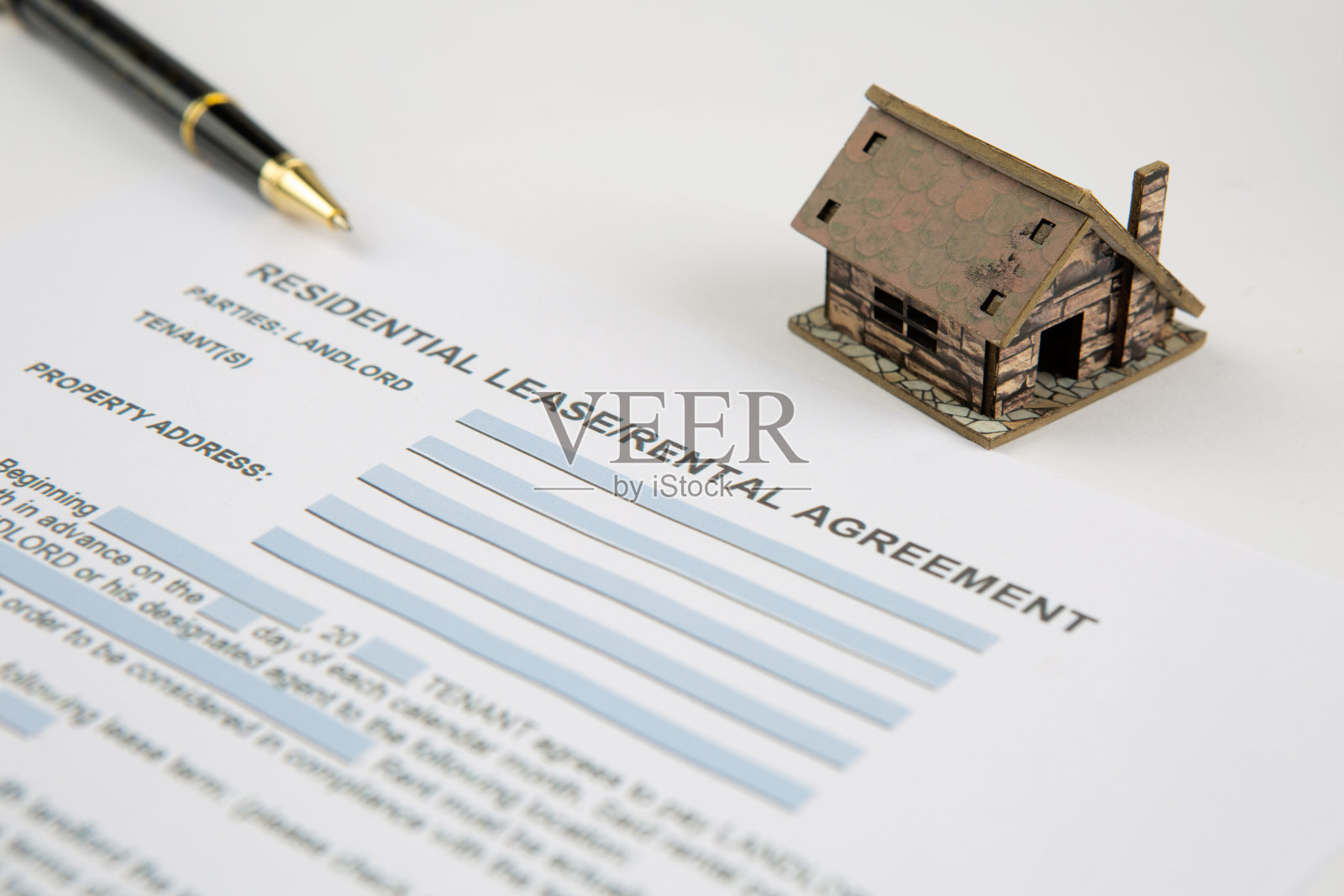 有样板房的租赁协议文件。照片摄影图片