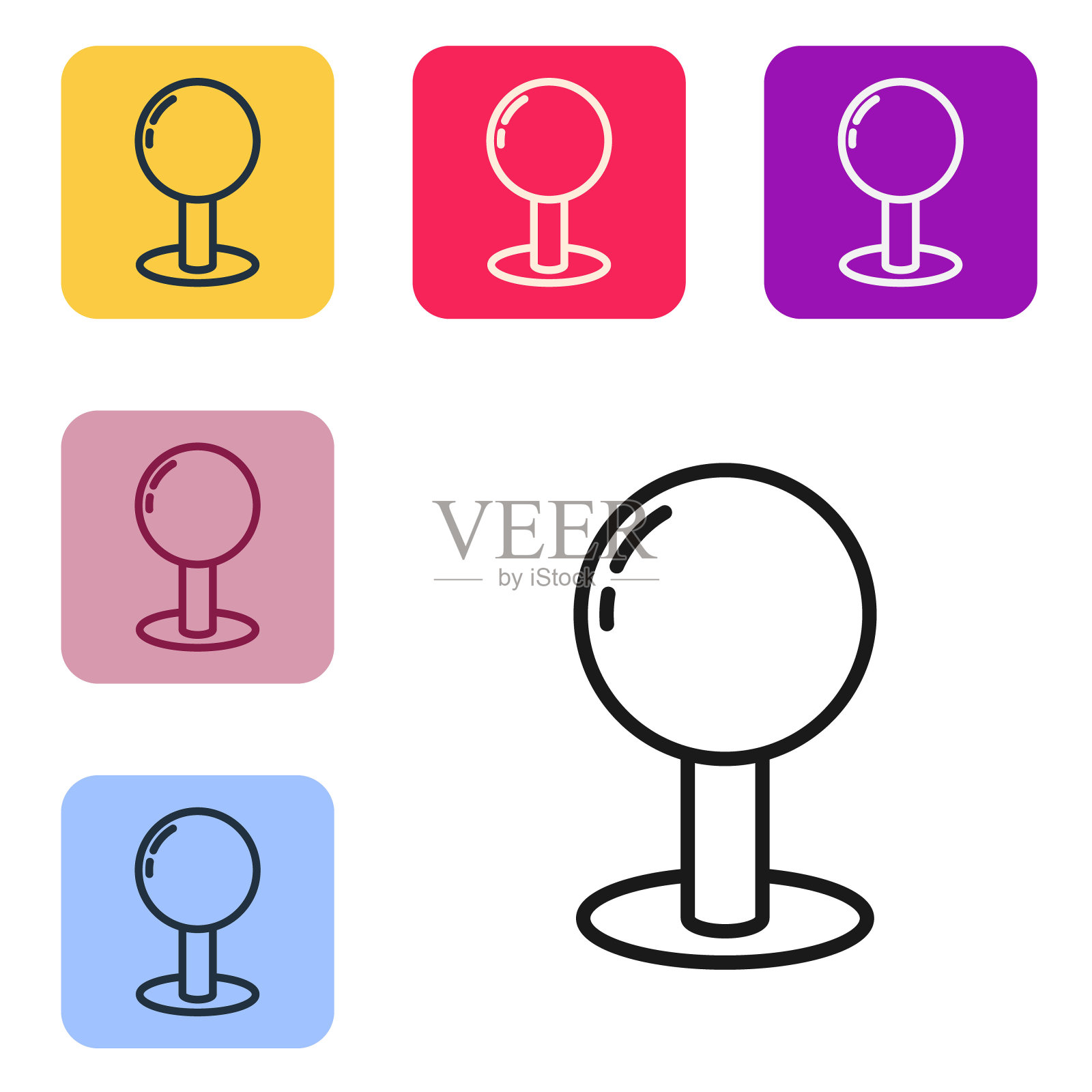 黑线推针图标孤立在白色背景上。图钉图标素材